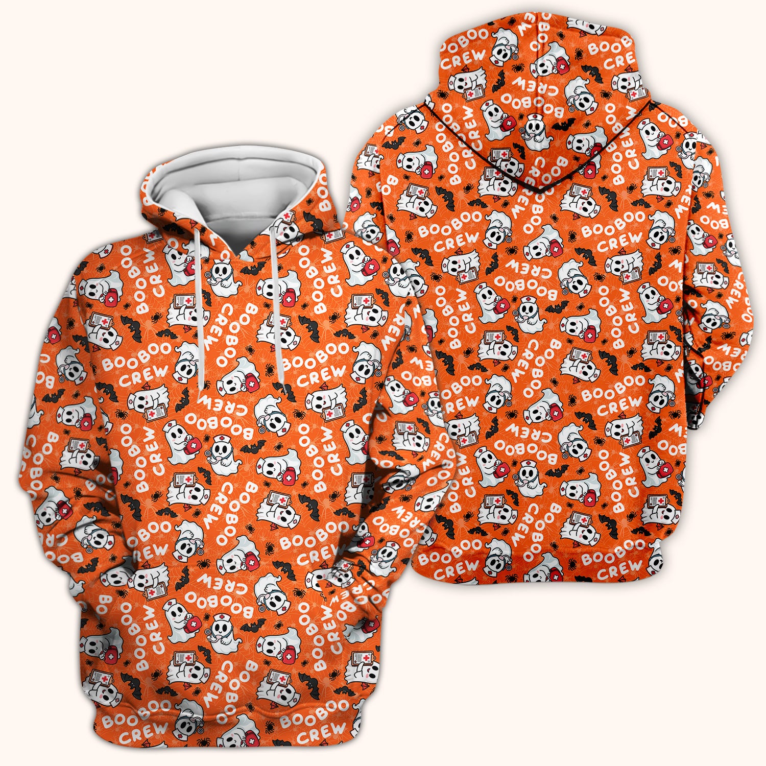 Cute Halloween Boo Boo Crew Ghost Scrub Top, Comfortable Scrubs for Nurses