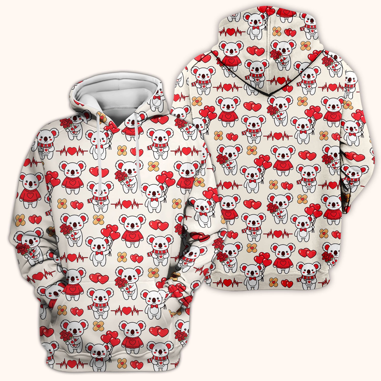 Sweet Koala Valentine Medical Design Scrub Top, Comfortable Scrubs for Nurses