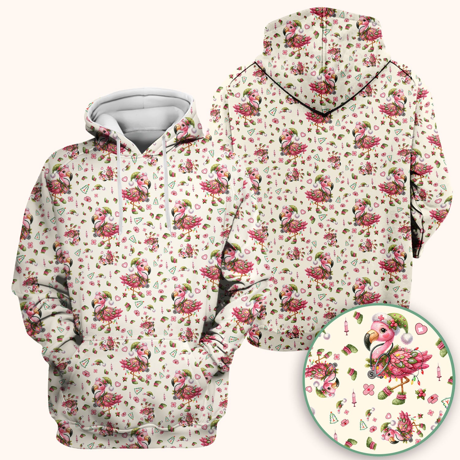 Flamingo Scrub Top for Nurse - Funny Christmas Medical Shirt - Holiday Christmas Gift for Healthcare Workers