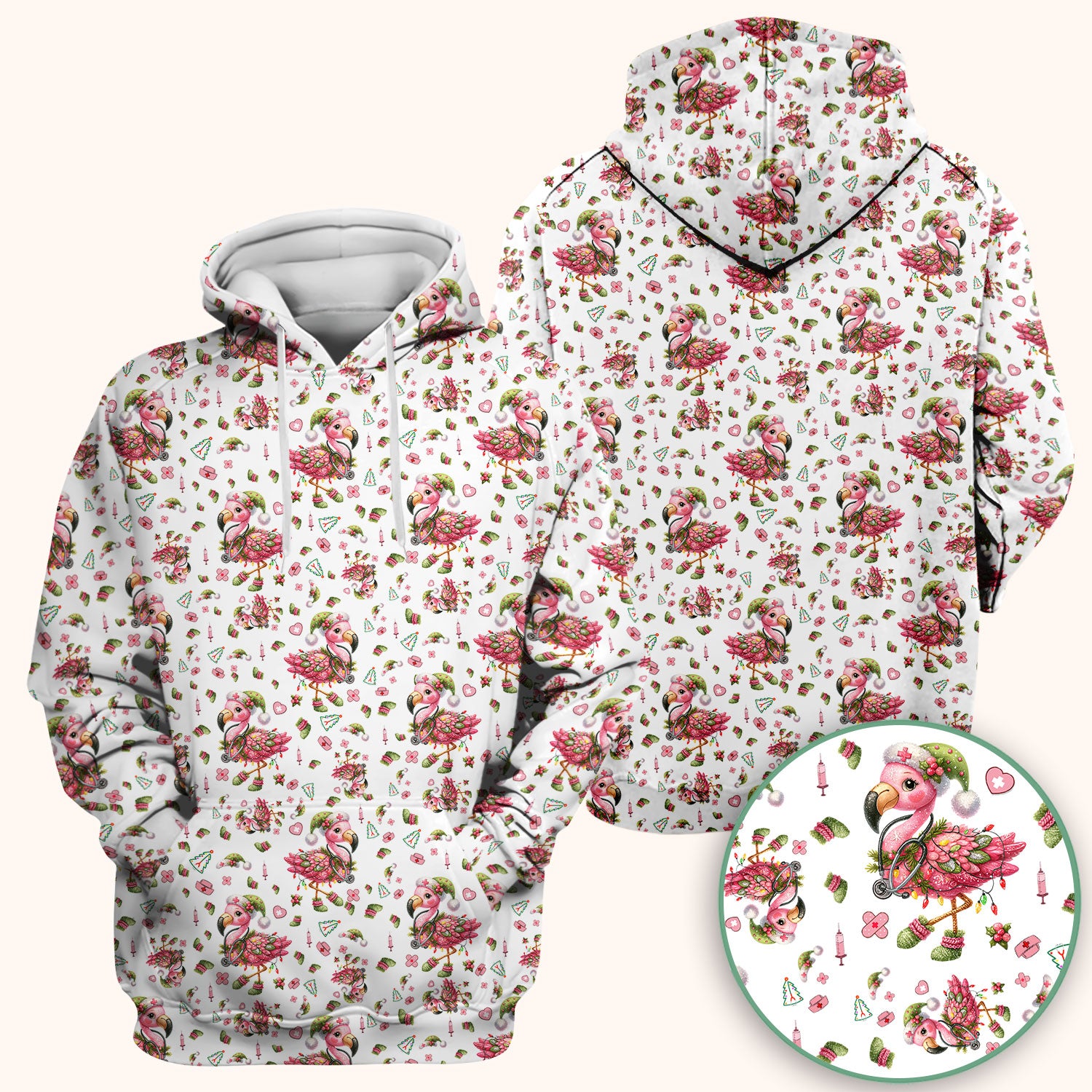 Flamingo Scrub Top for Nurse - Funny Christmas Medical Shirt - Holiday Christmas Gift for Healthcare Workers