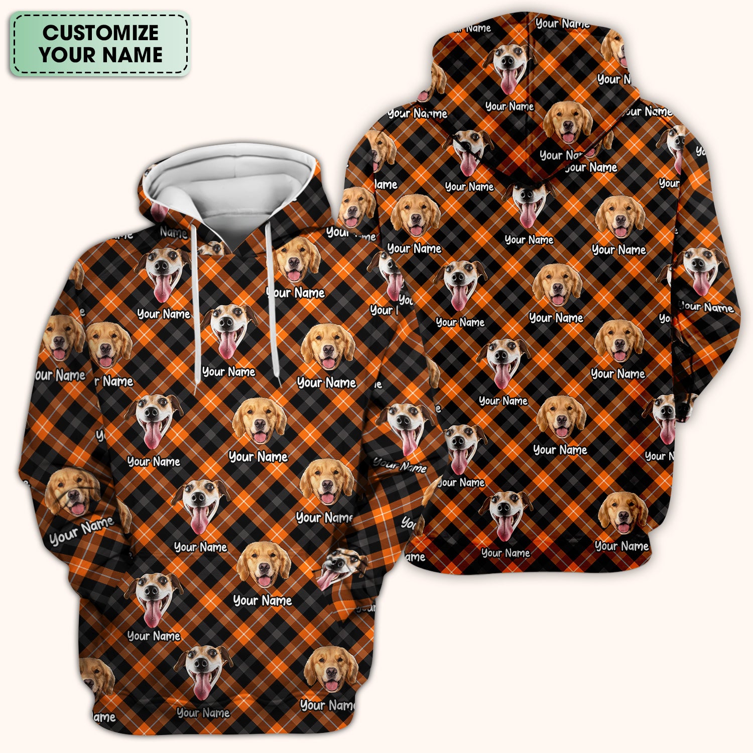 Personalized Halloween Dog Photo Plaid Scrub Top, Comfortable Scrubs for Nurses