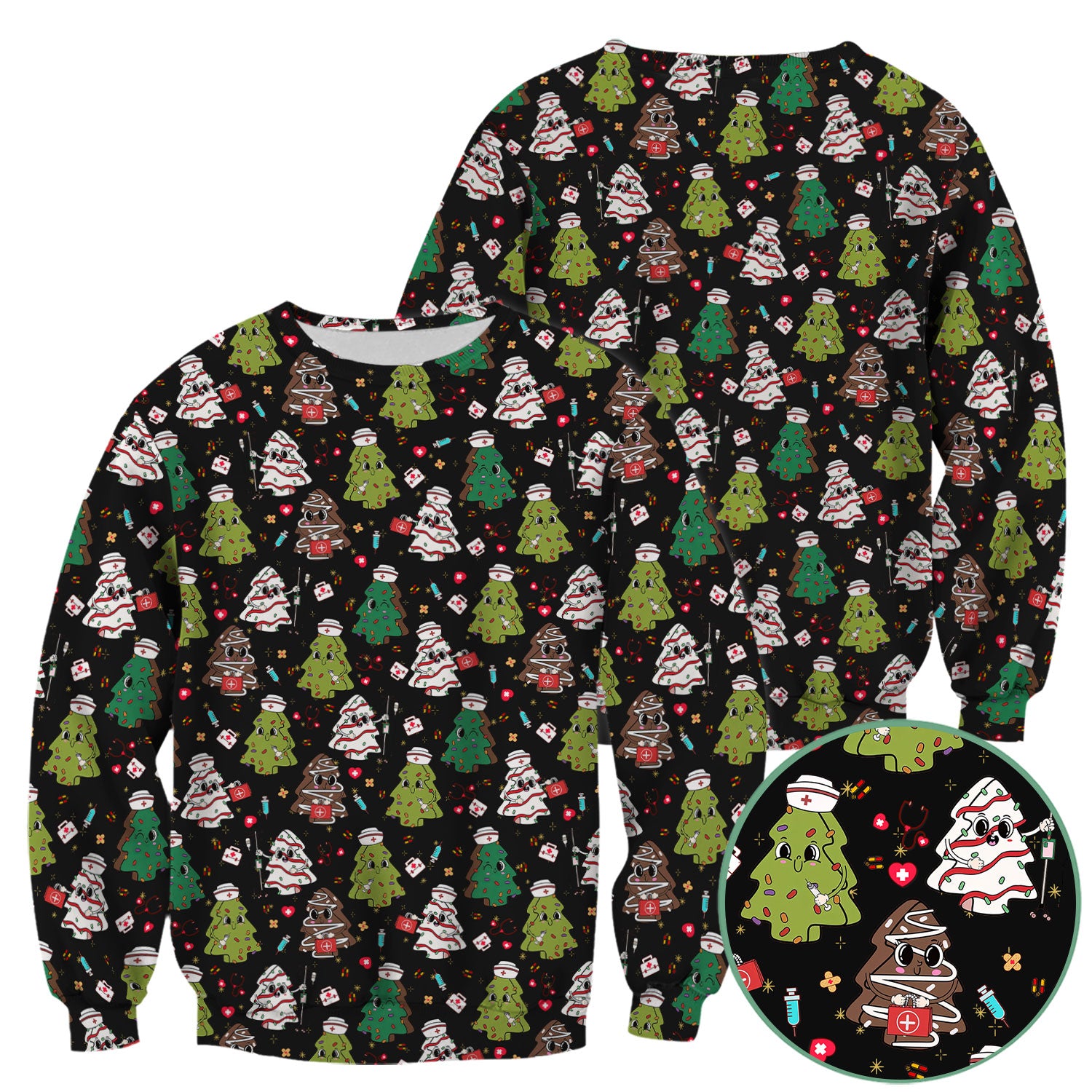 Christmas Nursing Scrub Top for Women - Festive Tree Medical Shirt - Cute Holiday RN CNA LPN Gift