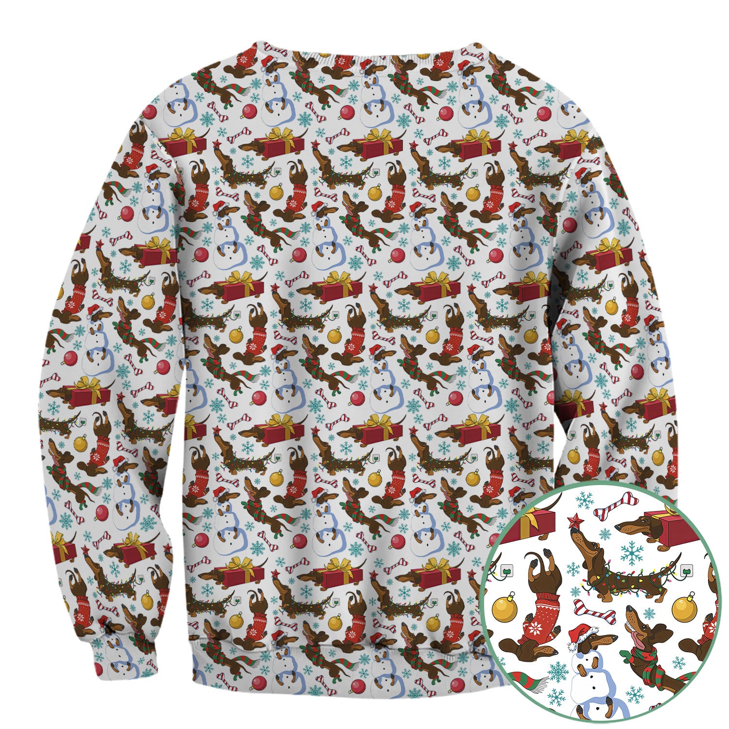 Funny Christmas Nurse Scrubs - Dachshund Dog & Snowman Print Top - Multi Color Custom Nursing Shirt Gift for Healthcare Workers
