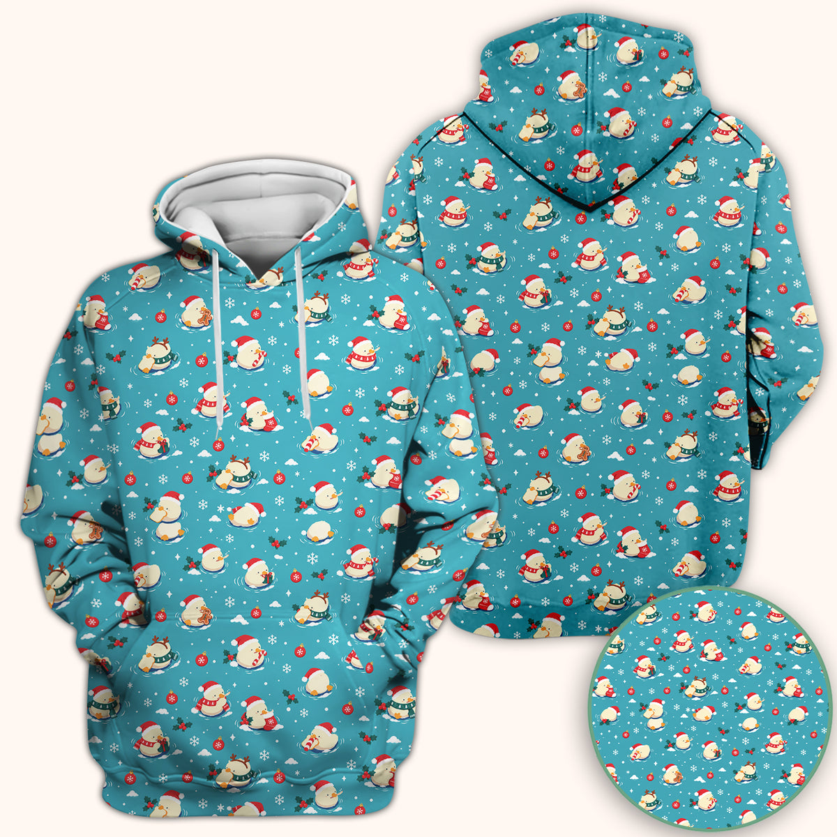 Christmas Ducks In Santa Hats Scrub Top, Comfortable Scrubs for Nurses
