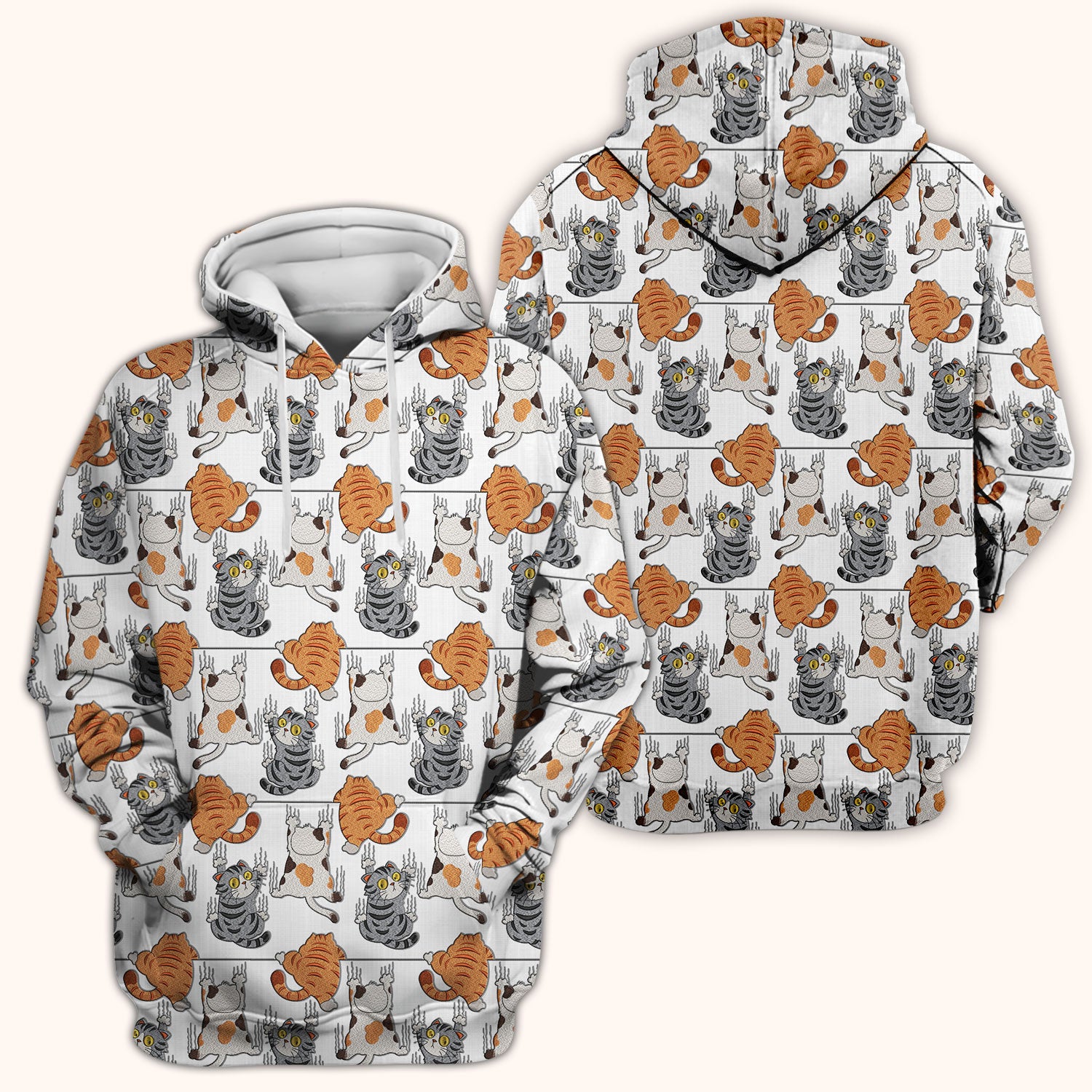 Cute Cat Pattern Nurse Scrub Top, Cats Medical Pattern Shirt, Breathable Fabrics Nursing Uniform