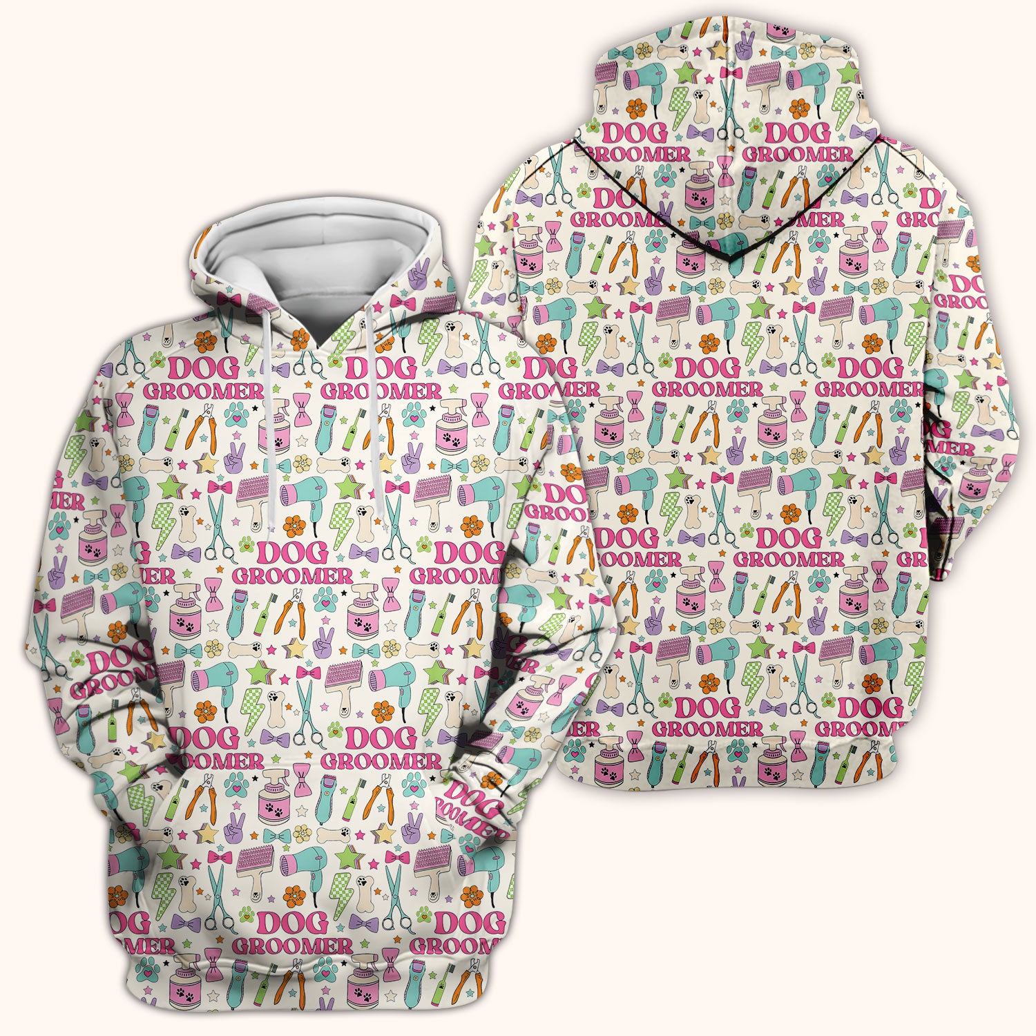 Dog Groomer Tools Pattern Nursing Scrub Top, Comfortable Scrubs for Nurses