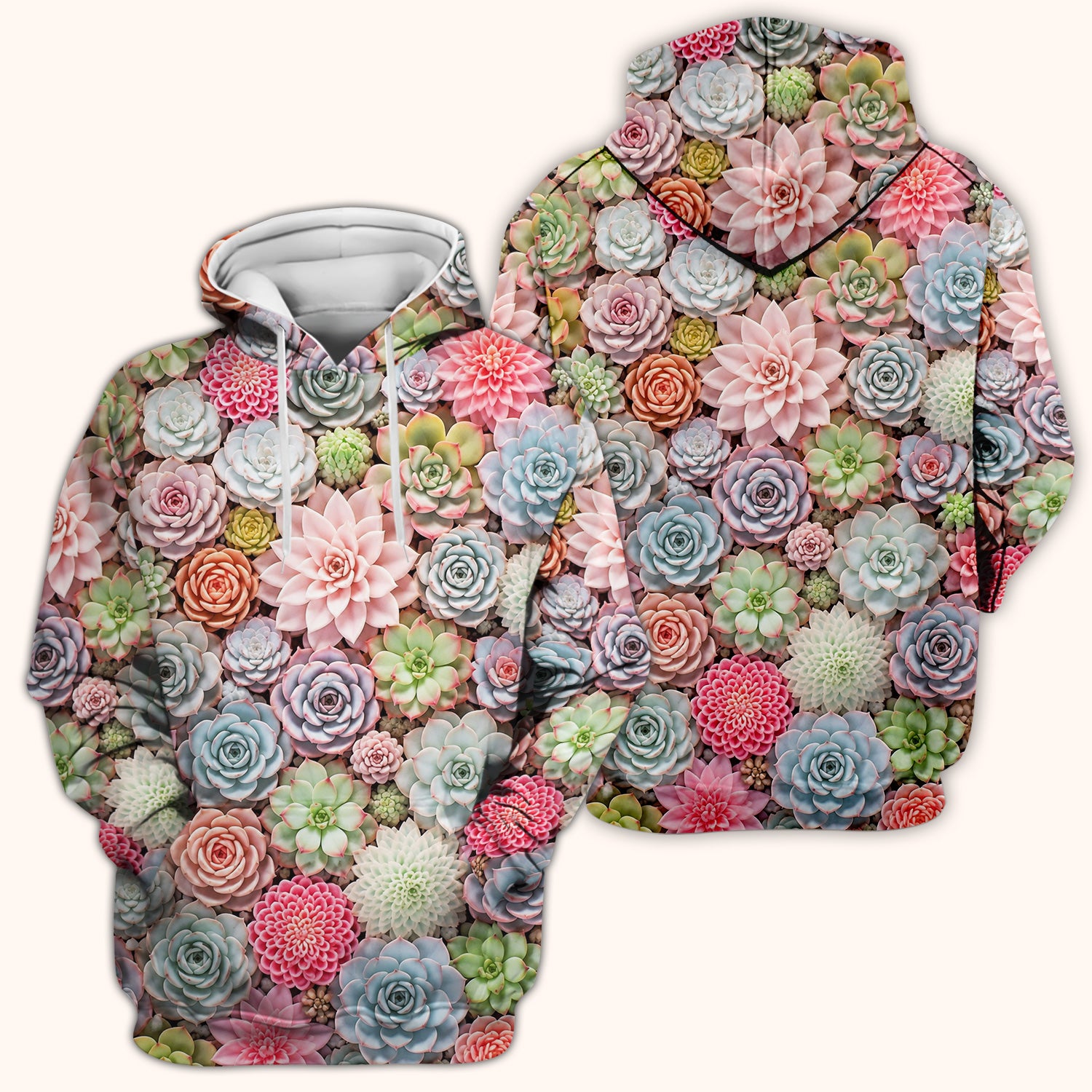 Cute Pastel Succulent Blossom Pattern Scrub Top, Comfortable Scrubs for Nurses