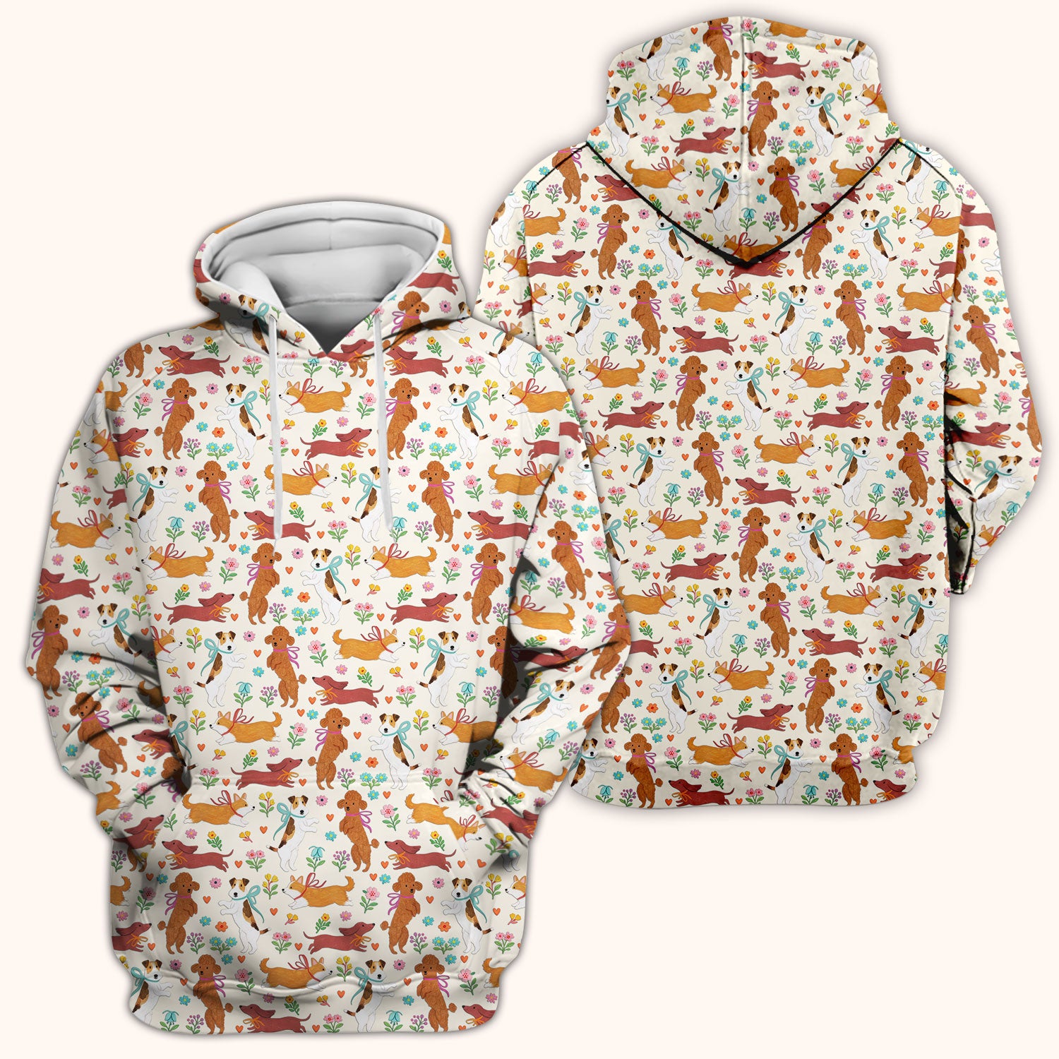 Cute Cartoon Dog Print Nurse Scrub Top, Comfortable Scrubs for Nurses