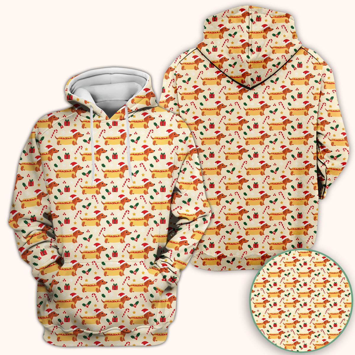 Funny Christmas Dachshund Hot Dog Scrub Top, Comfortable Scrubs for Nurses