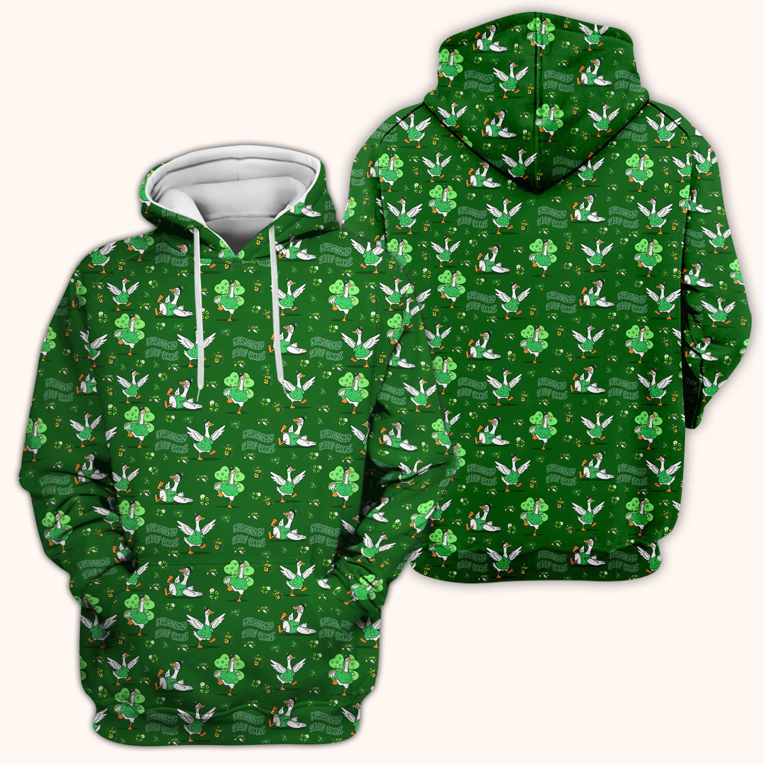 Silly Goose St. Patrick’s Day Scrub Top, Funny Goose Shamrock Pattern Nurse Scrub Shirt, Irish Green Nursing Uniform