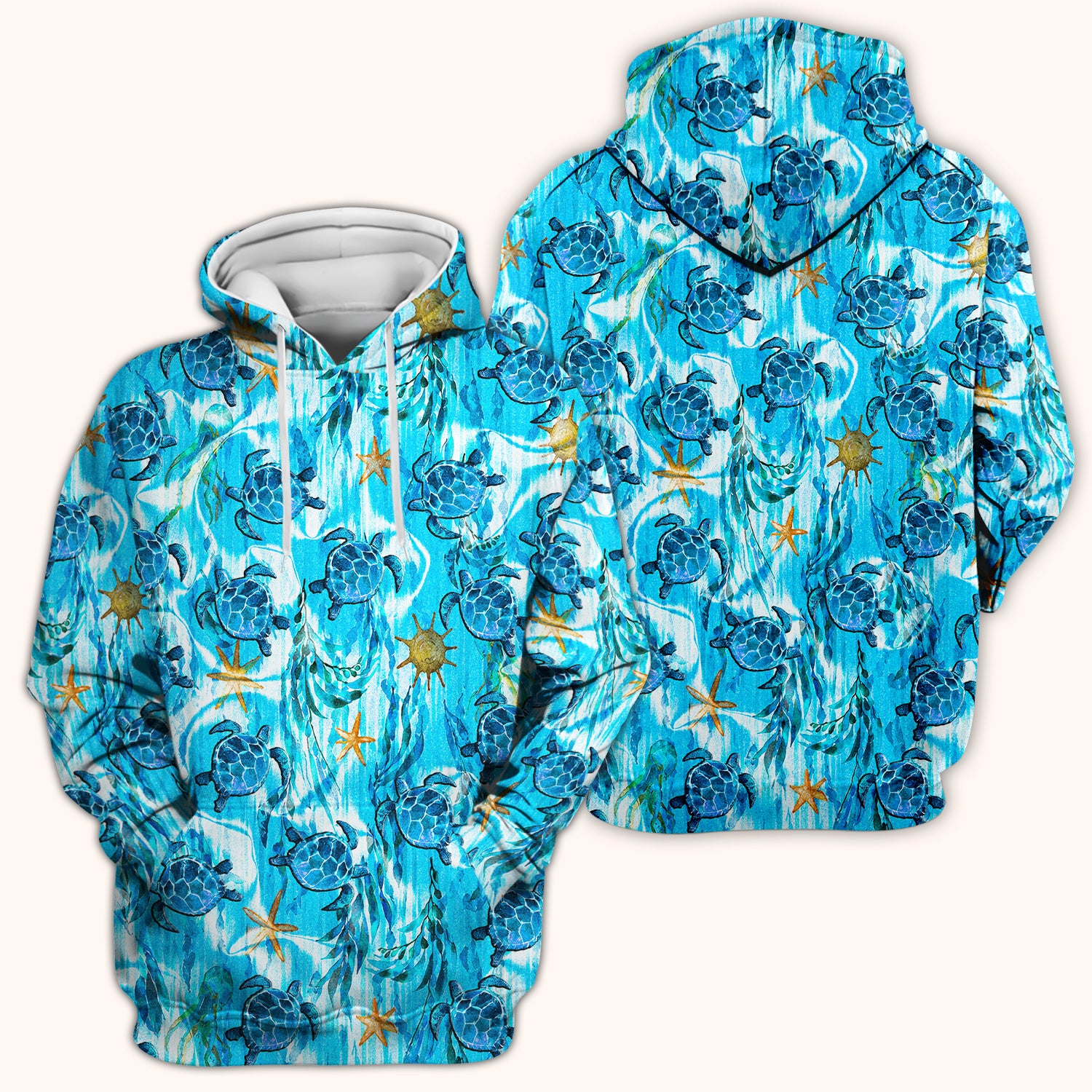 Coastal Marine Life Print Scrub Top, Comfortable Scrubs for Nurses
