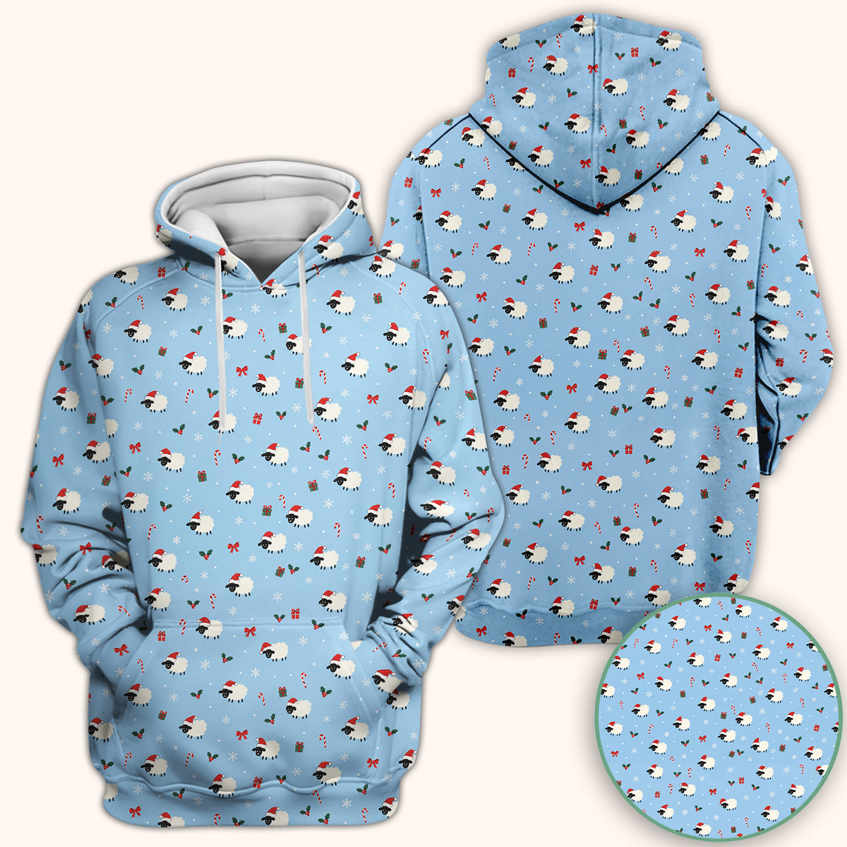 Cute Christmas Sheep Pattern Scrub Top, Comfortable Scrubs for Nurses