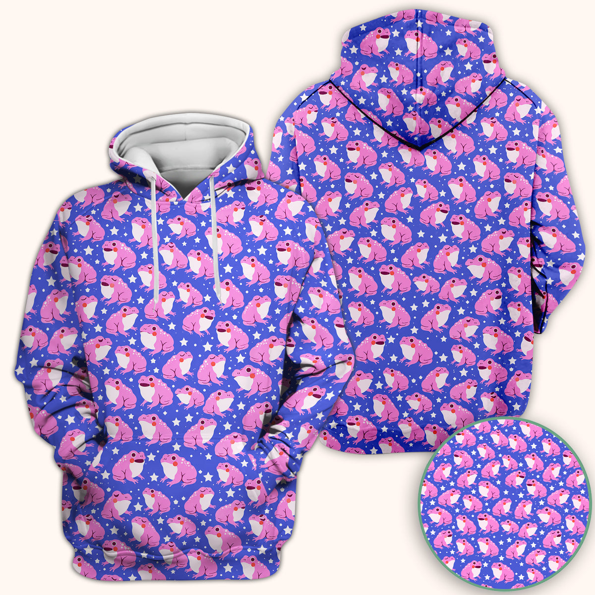 Cute Pink Frogs with Stars Pattern Scrub Top, Comfortable Scrubs for Nurses