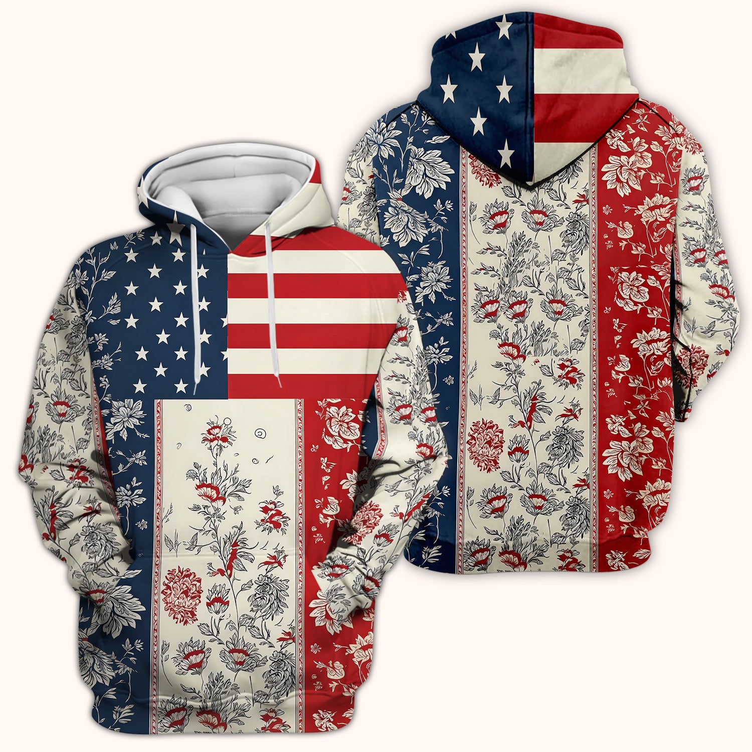 Patriotic Nurse Flag Patchwork Pattern Scrub Top, Comfortable Scrubs for Nurses
