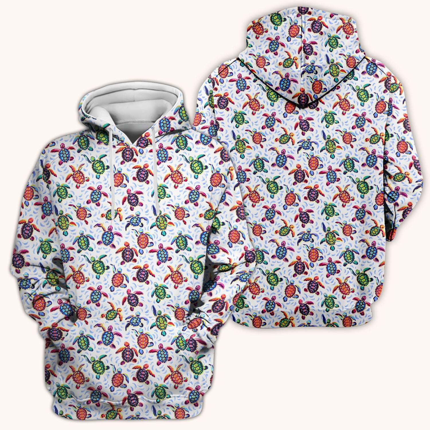 Colorful Sea Turtle Wave Pattern Scrub Top, Comfortable Scrubs for Nurses