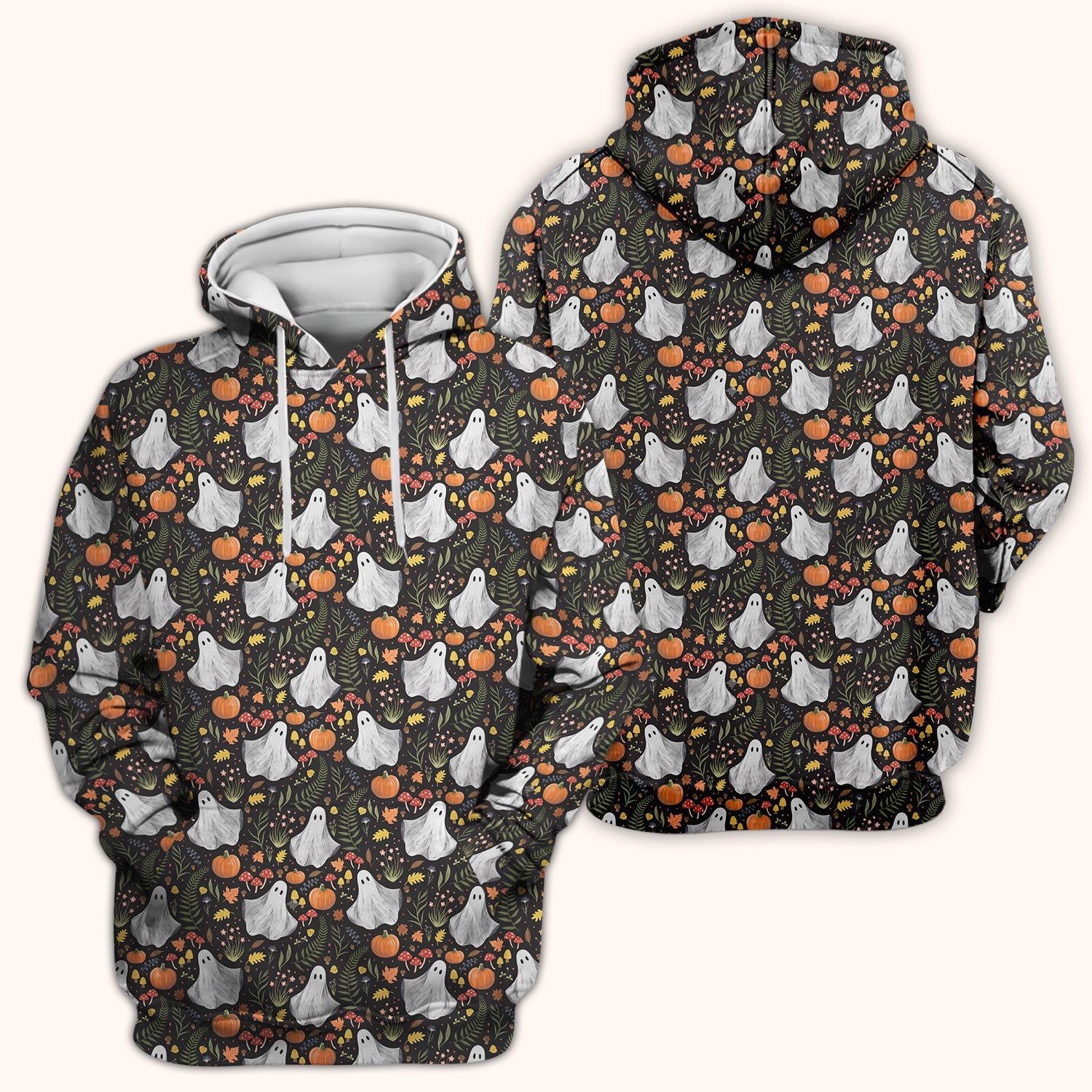 Pumpkin Woodland Pattern Scrub Top, Comfortable Scrubs for Nurses