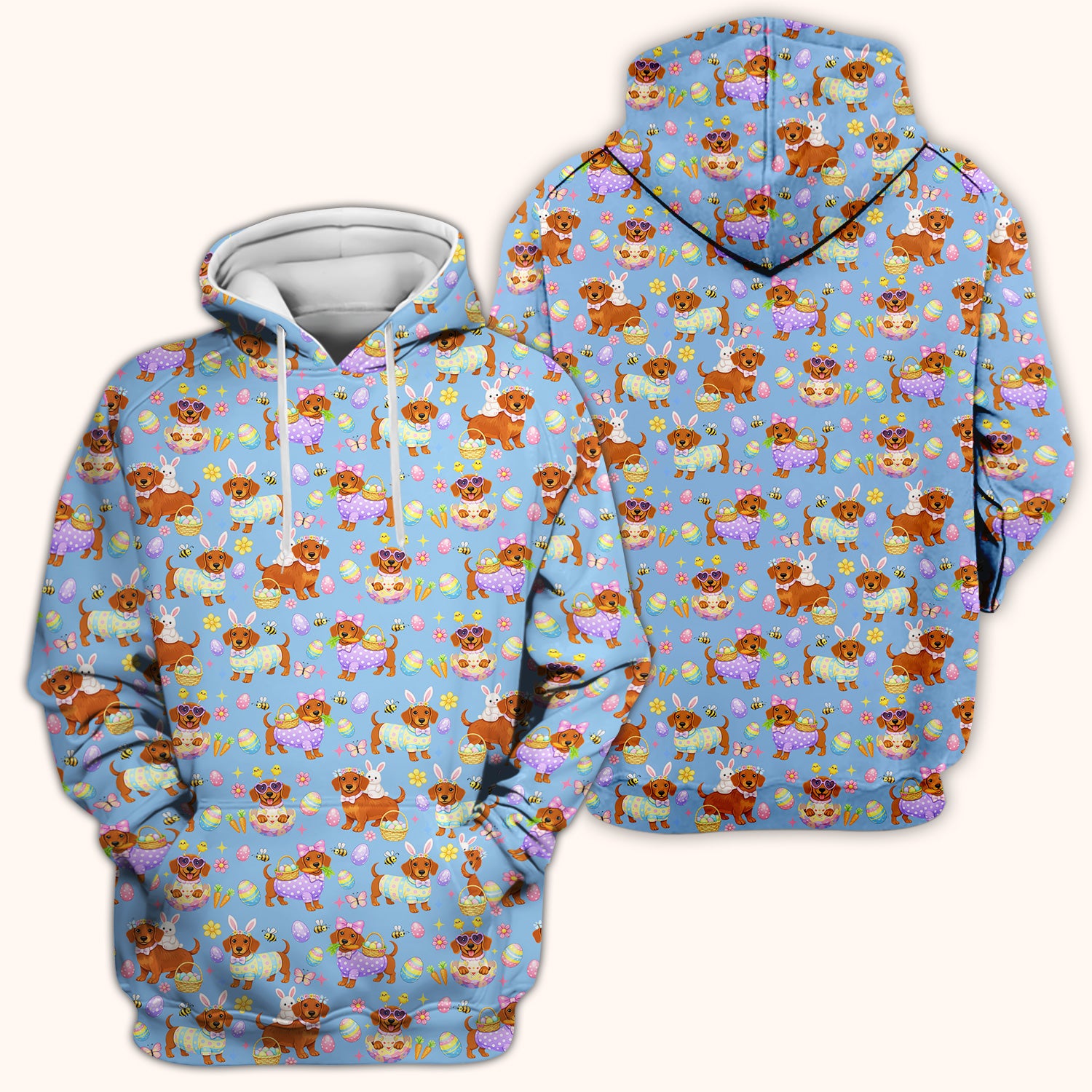 Cute Easter Dachshund Dog Pattern Scrub Top, Breathable Healthcare Uniform Top