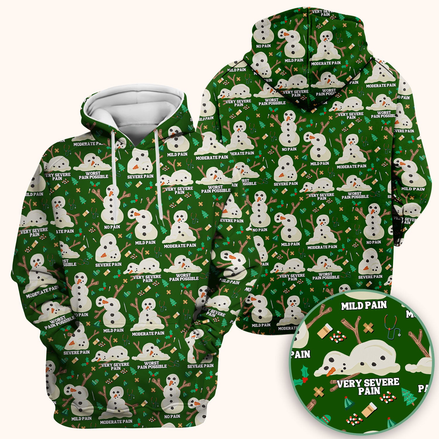 Funny Snowman Pain Scale Scrub Top for Nurse - Christmas Medical Shirt for Women RN LPN CNA - Cute Winter Nursing Uniform