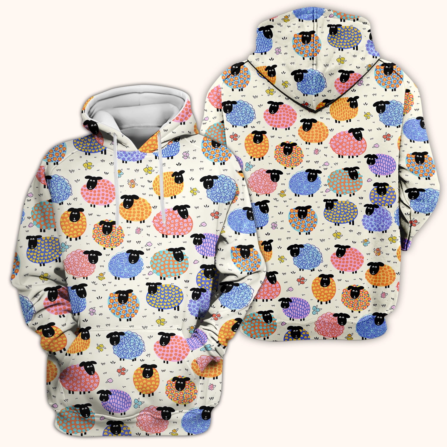 Funny Colorful Sheep Pattern Scrub Top, Comfortable Scrubs for Nurses