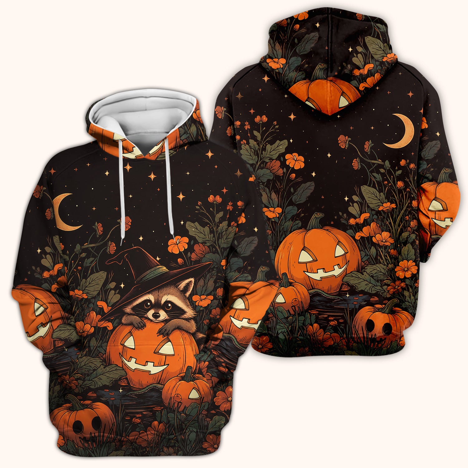 Spooky Halloween Raccoon Print Scrub Top, Comfortable Scrubs for Nurses
