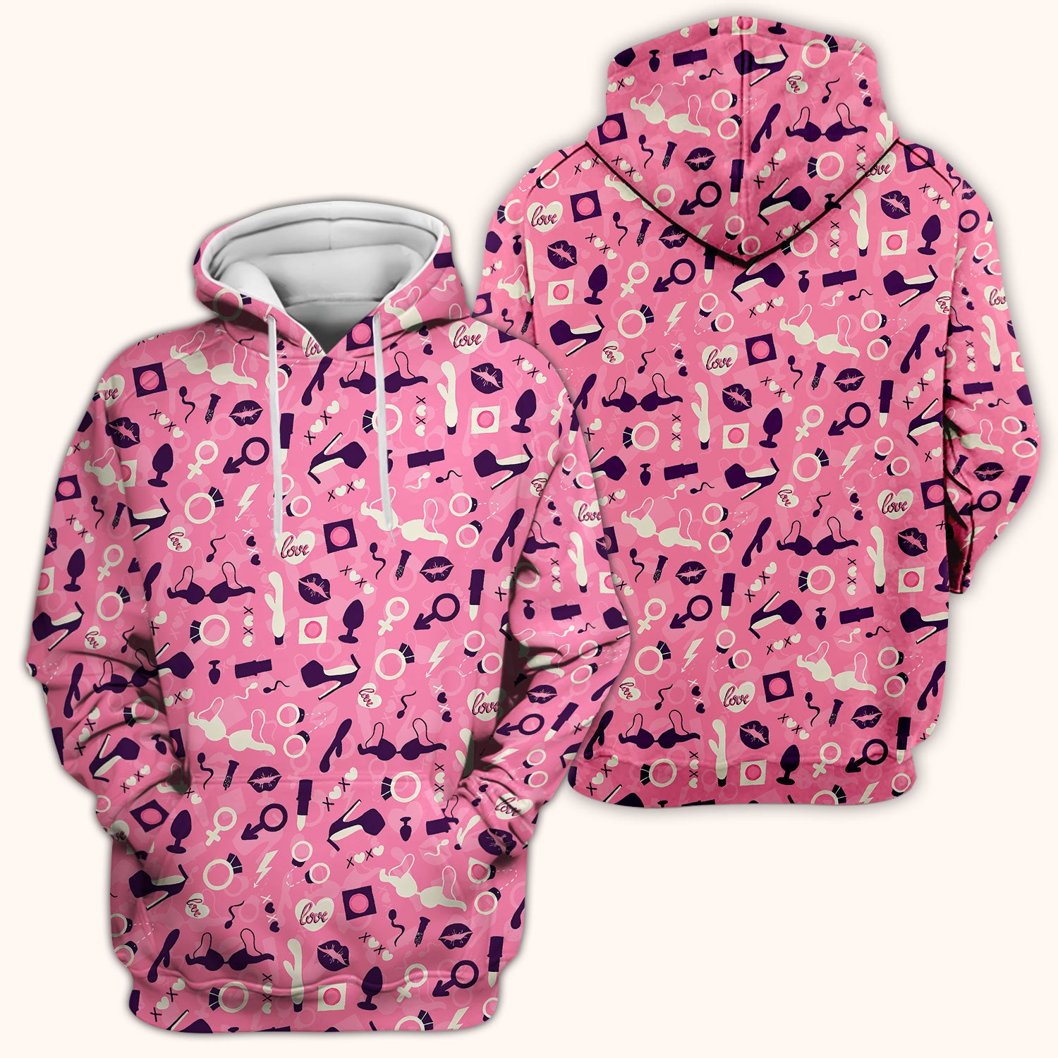 Valentine Pattern Nurse Scrub Top, Pink Love Nurse Shirt, Breathable Fabrics Nursing Uniform