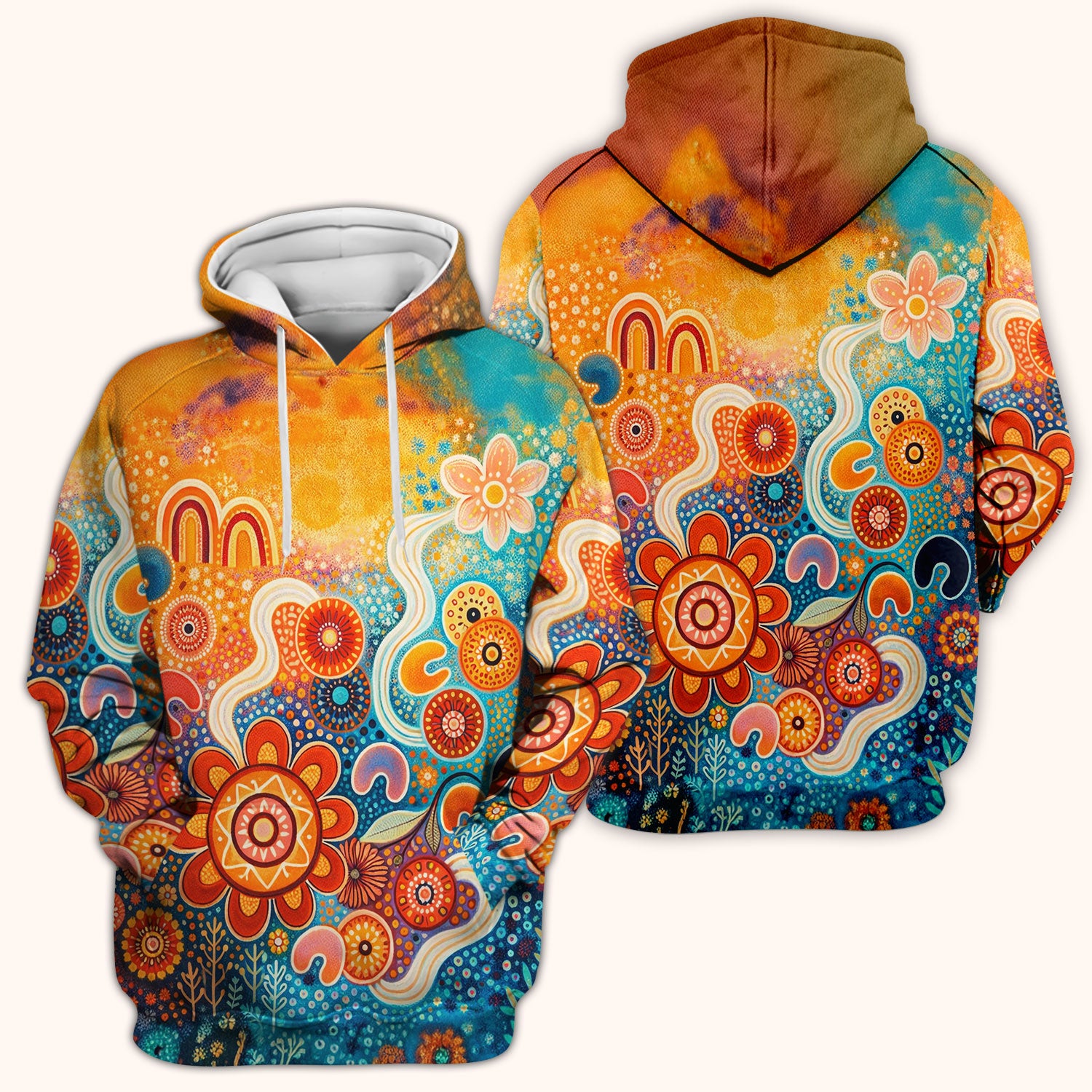 Australian Dot Art Inspired Scrub Top, Artistic Boho Pattern Nurse Shirt, Comfortable Scrubs For Nursing