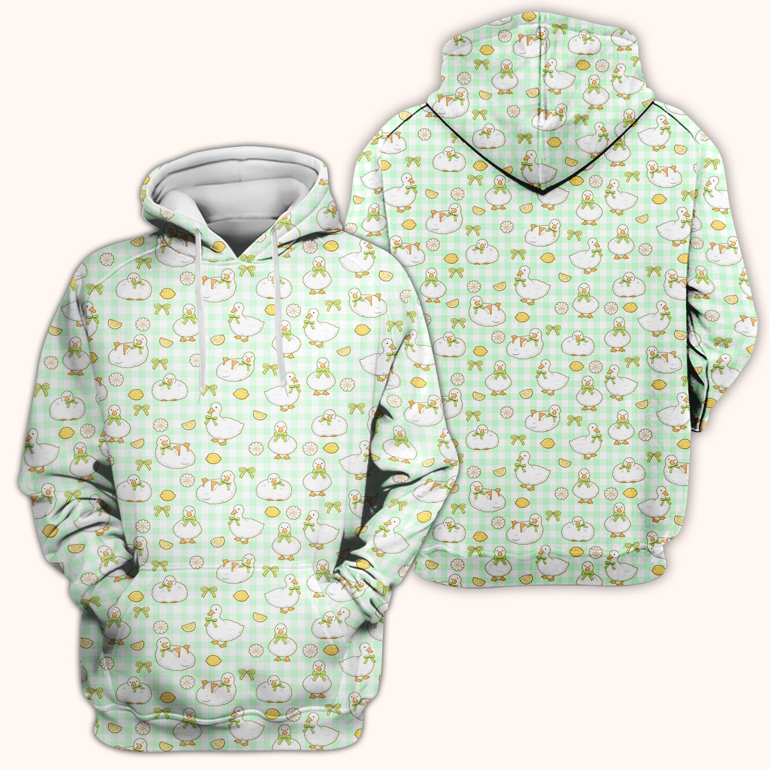 Adorable Ducks Lemon Daisy Pattern Scrubs Top, Comfortable Scrubs for Nurses