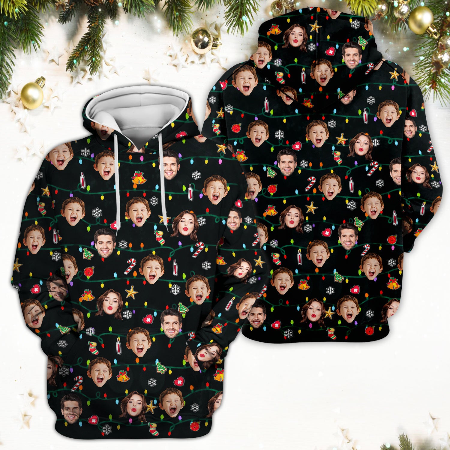 Personalized Xmas Photo Scrub Top, Christmas Custom Face Scrub Shirt, Breathable Fabrics Nursing Uniform