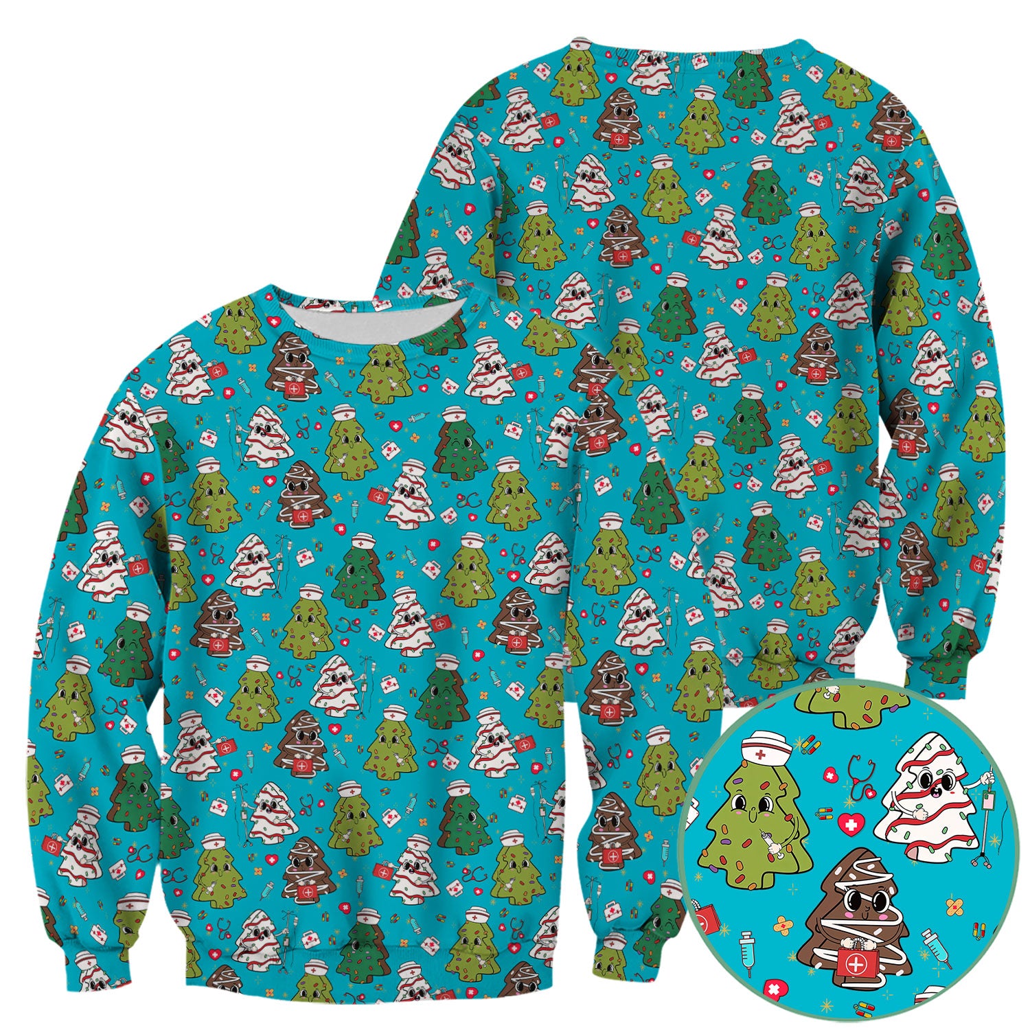 Christmas Nursing Scrub Top for Women - Festive Tree Medical Shirt - Cute Holiday RN CNA LPN Gift