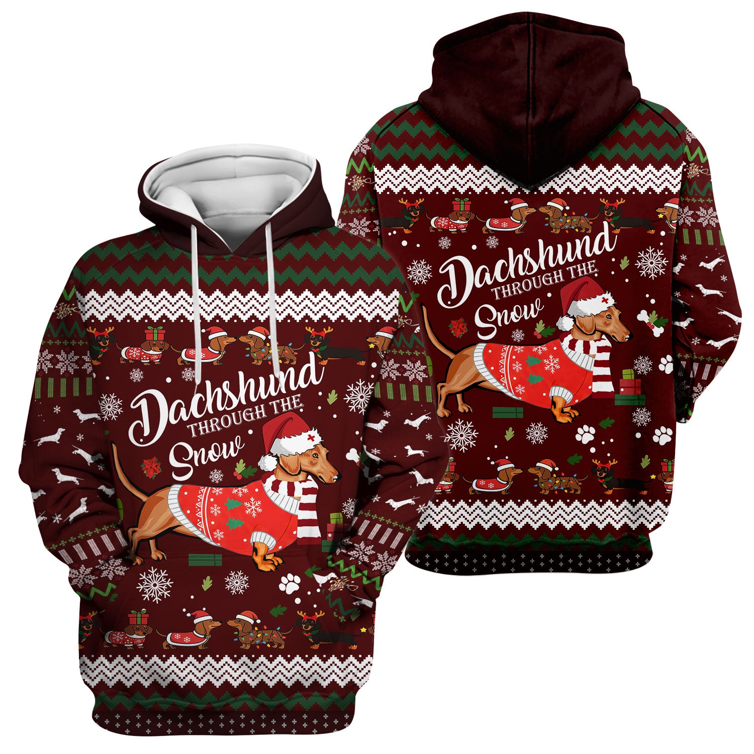 Dachshund Through the Snow - Funny Christmas Scrub Top - Wiener Dog Lover Gift - Holiday Medical Uniform