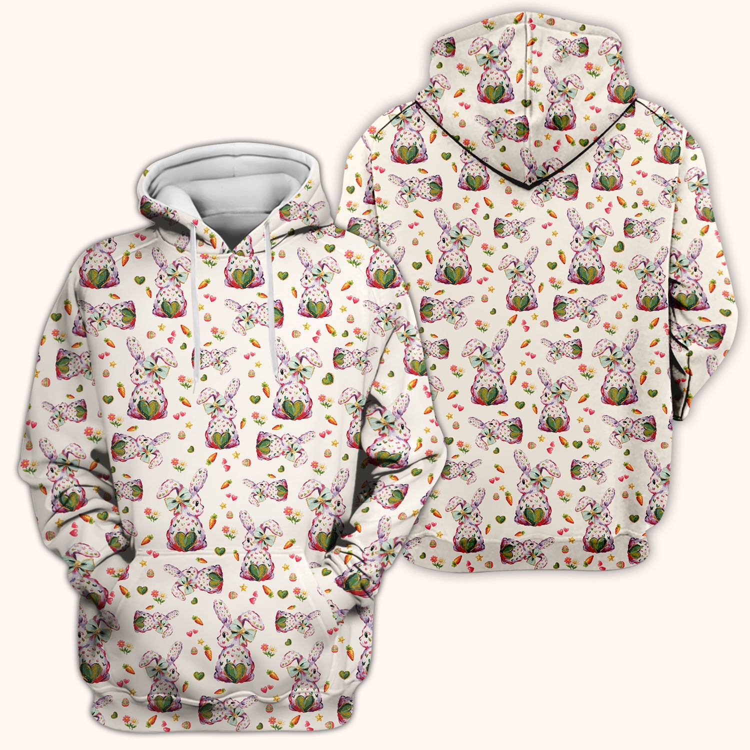 Cute Pastel Bunny Easter Pattern Scrub Top, Comfortable Scrubs for Nurses