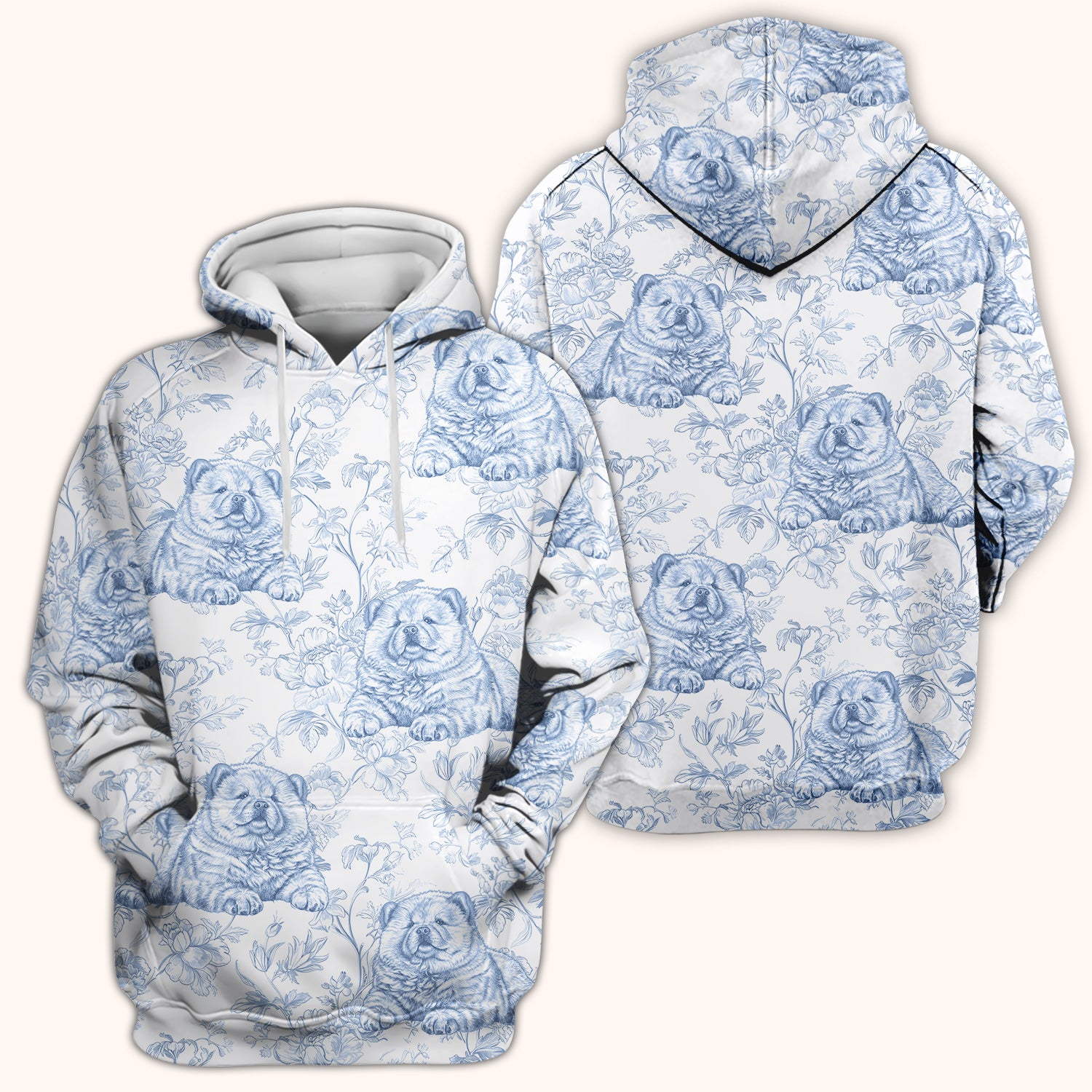 Custom Dog Cat Style Chinoiserie Pattern Scrubs Top, Comfortable Scrubs for Nurses