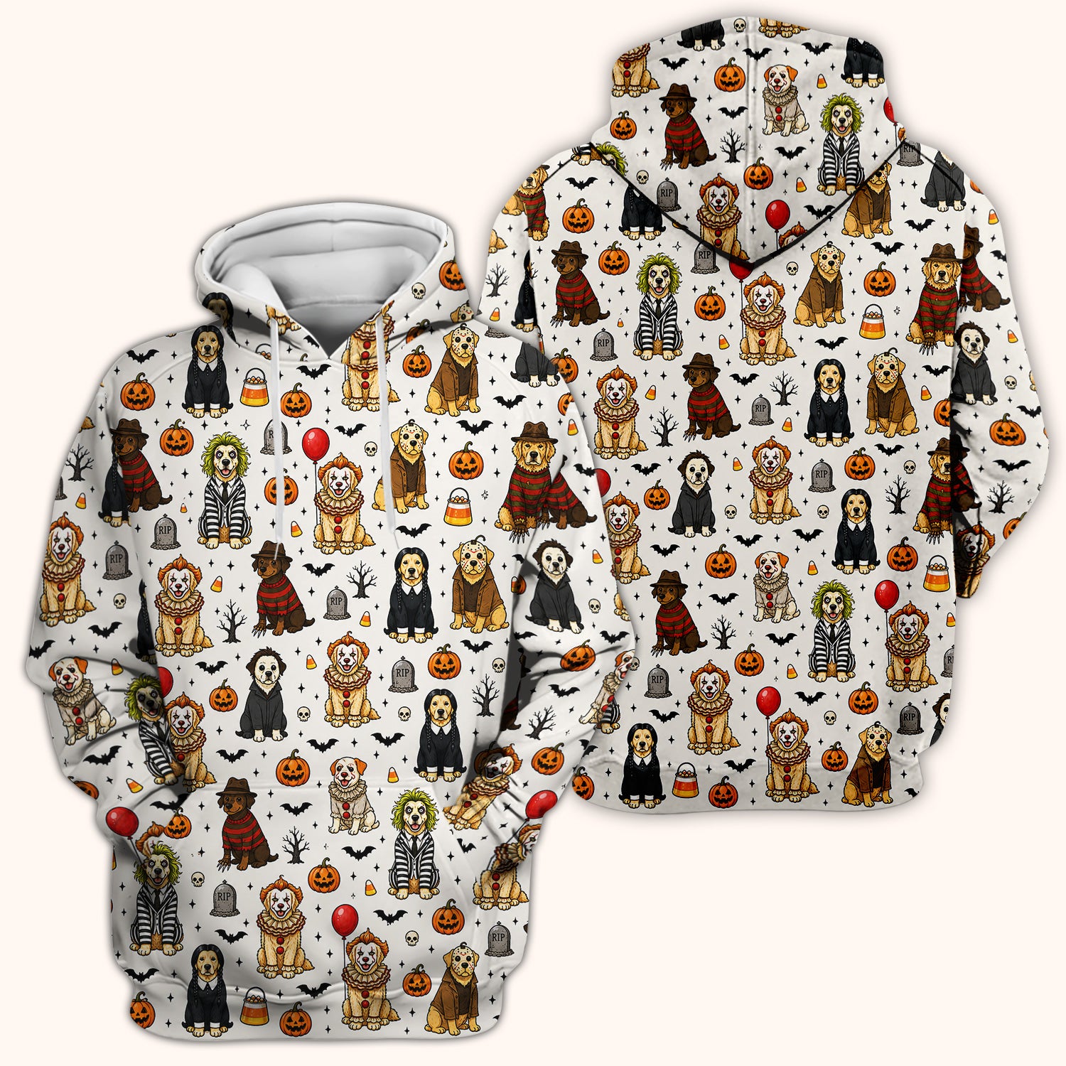 Funny Halloween Dog Pattern Scrub Top, Comfortable Scrubs for Nurses