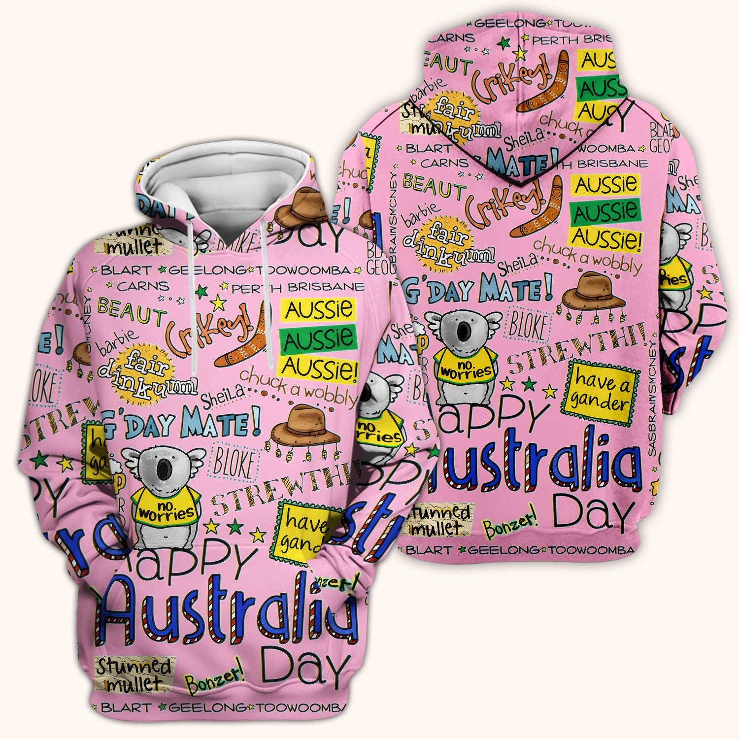 Cute Cartoon Koala Australia Pattern Scrub Top, Breathable Fabrics Nursing Uniform