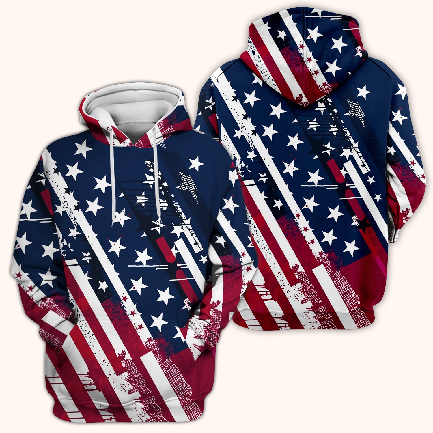 Patriotic USA Flag Stars And Stripes Grunge Pattern Scrub Top, Breathable Fabrics Nursing Uniform