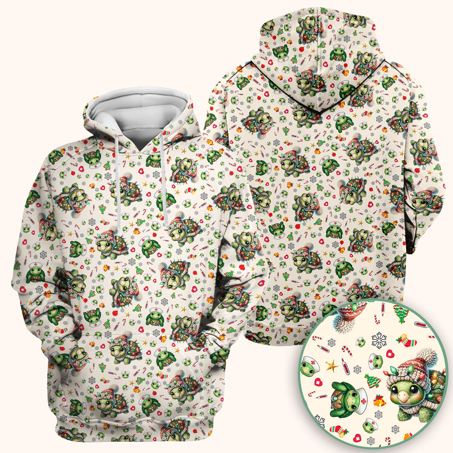 Christmas Turtle Scrub Top - Cute Funny Nurse Shirt - Holiday Medical Uniform for Women RN LPN CNA Gift Idea