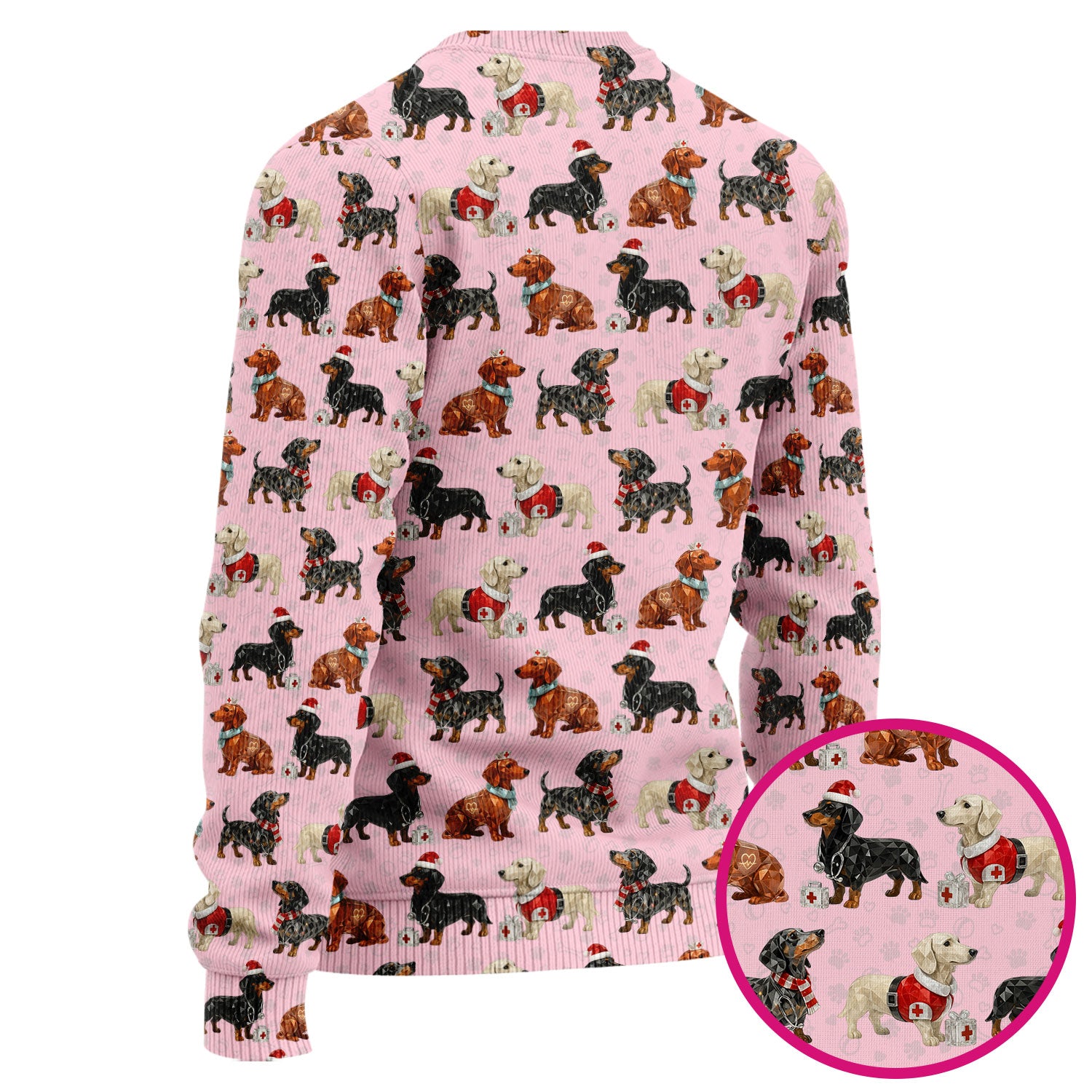 Funny Dachshund Christmas Nurse Ugly Sweater, Holiday Dog Medical Pullover For Nursing