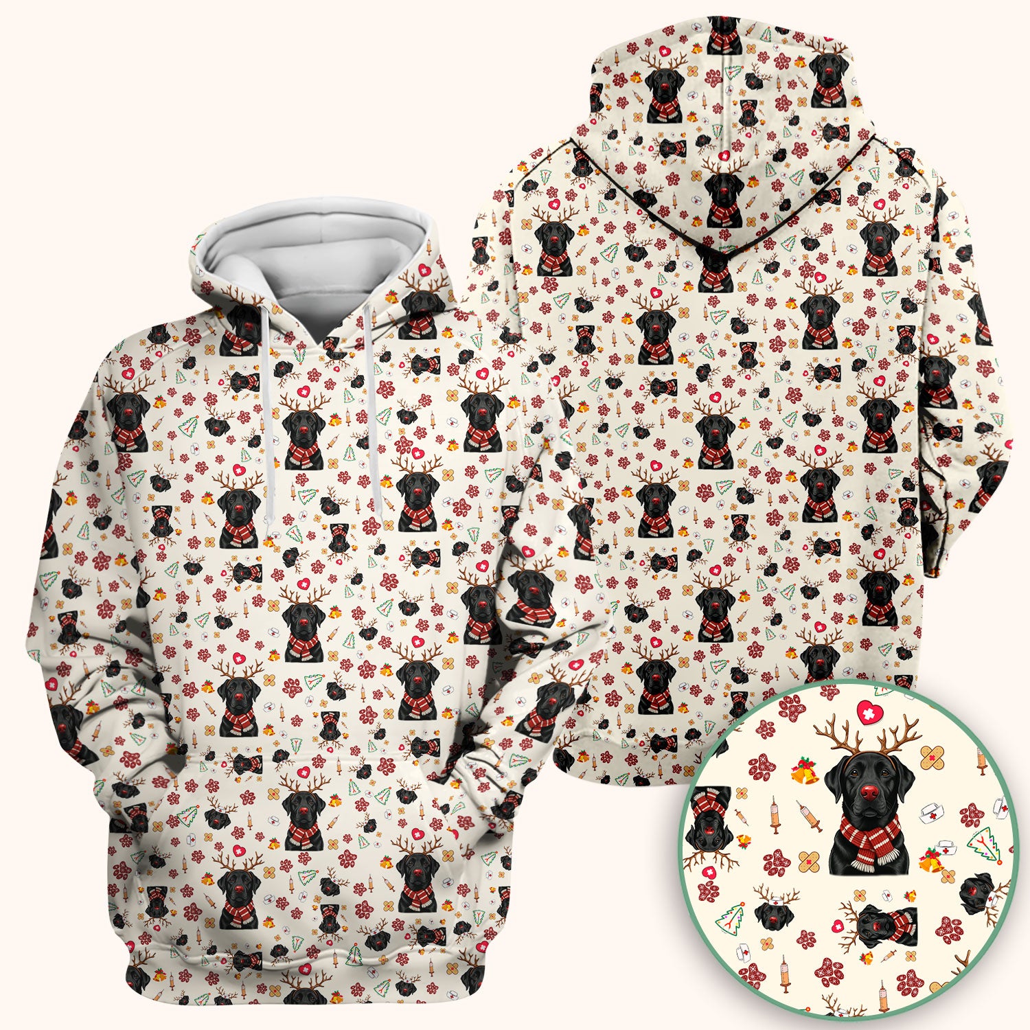 Black Lab Christmas Scrub Top - Funny Labrador Nurse Shirt - Cute Holiday Medical Uniform for Women RN LPN CNA Gift