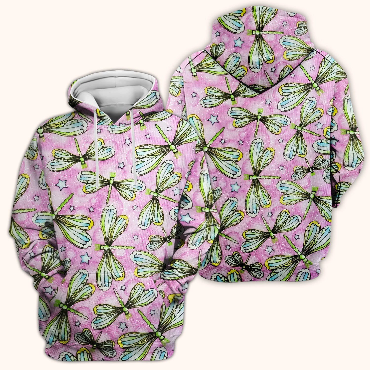 Dragonfly On Pink Starry Background Scrub Top, Comfortable Scrubs for Nurses