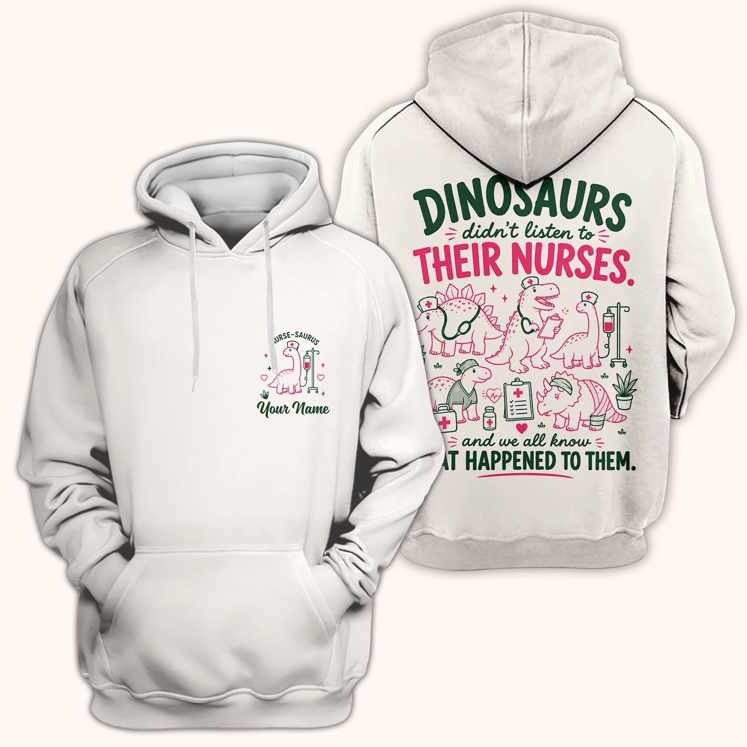 Personalized Cute Nurse-Saurus with Dinosaur Quote Scrub Top, Comfortable Scrubs for Nurses