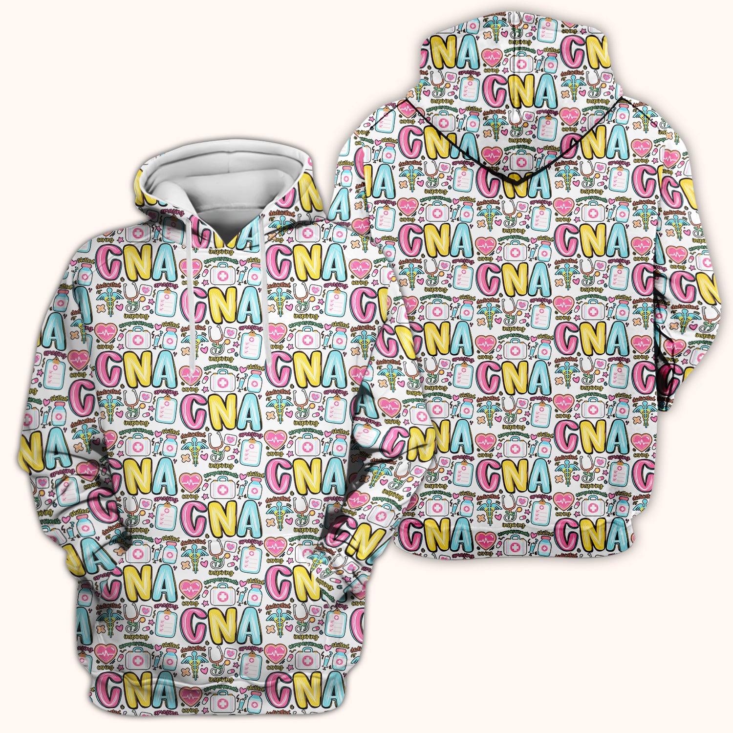 CNA Nurse Appreciation Pattern Scrub Top, Breathable Fabrics Nursing Uniform