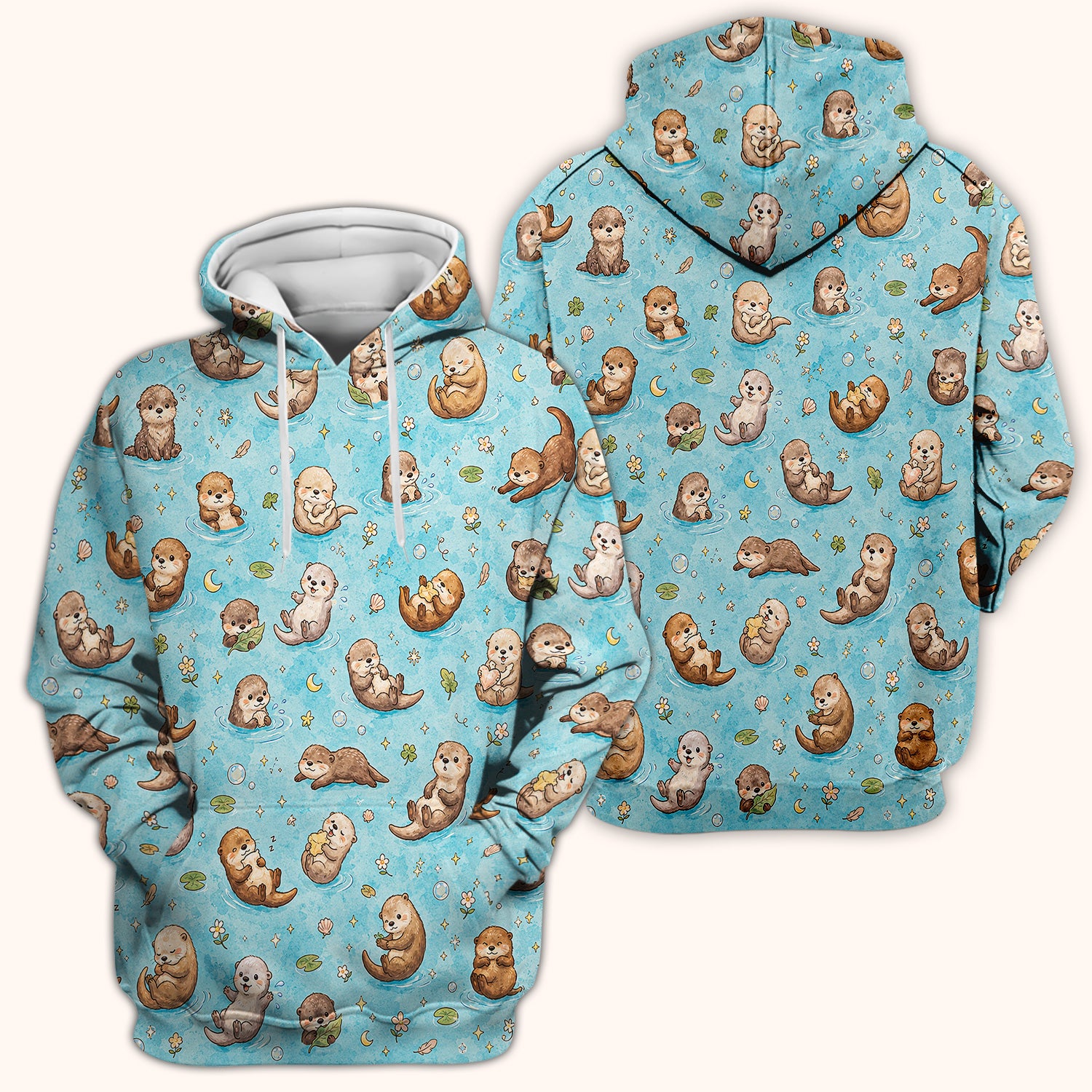 Cute Otter Pond Nurse Scrub Top for Pediatric Nurses, RN, CNA, Water Animal Uniform