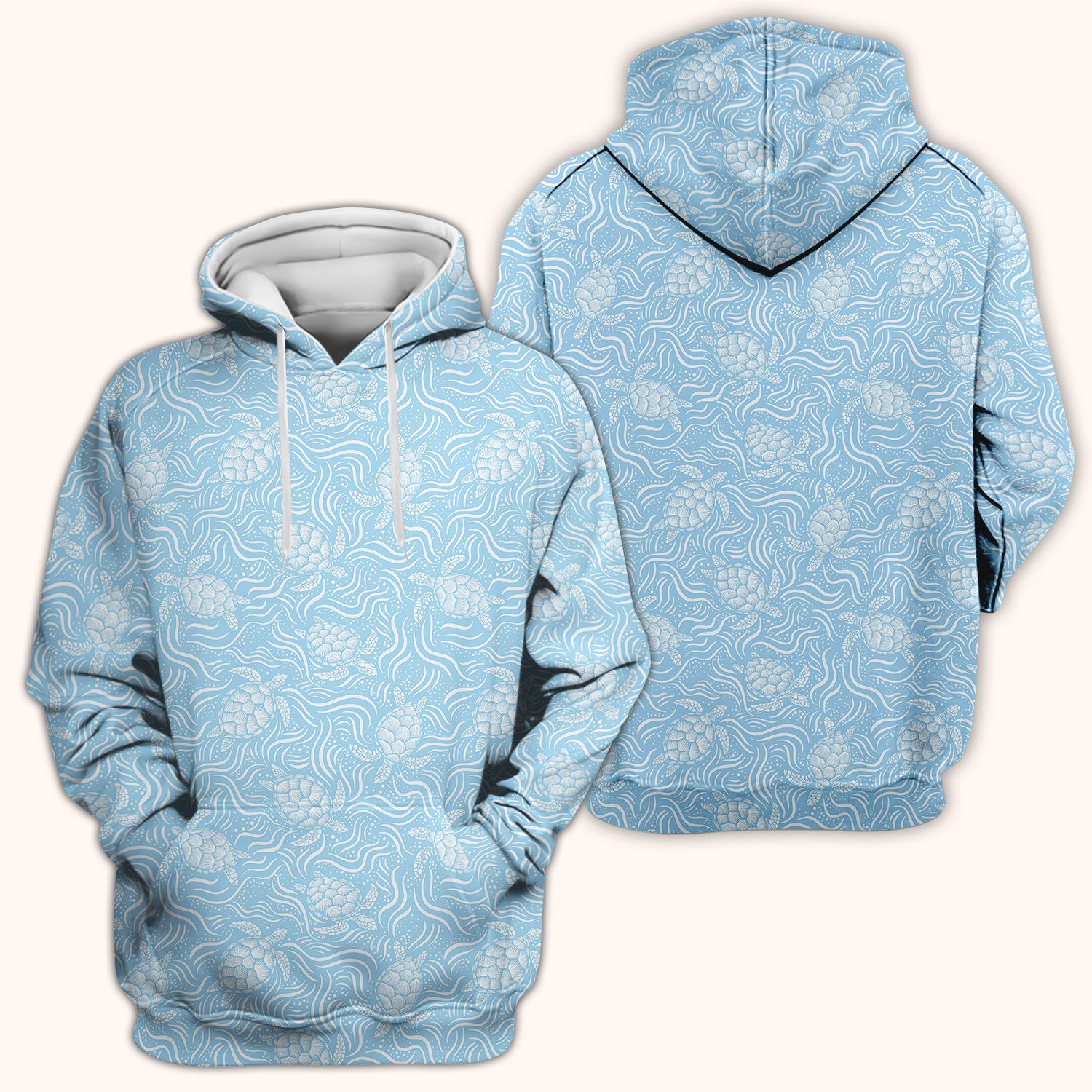 Cute Ocean Sea Turtle Waves Pattern Scrub Top, Comfortable Scrubs for Nurses