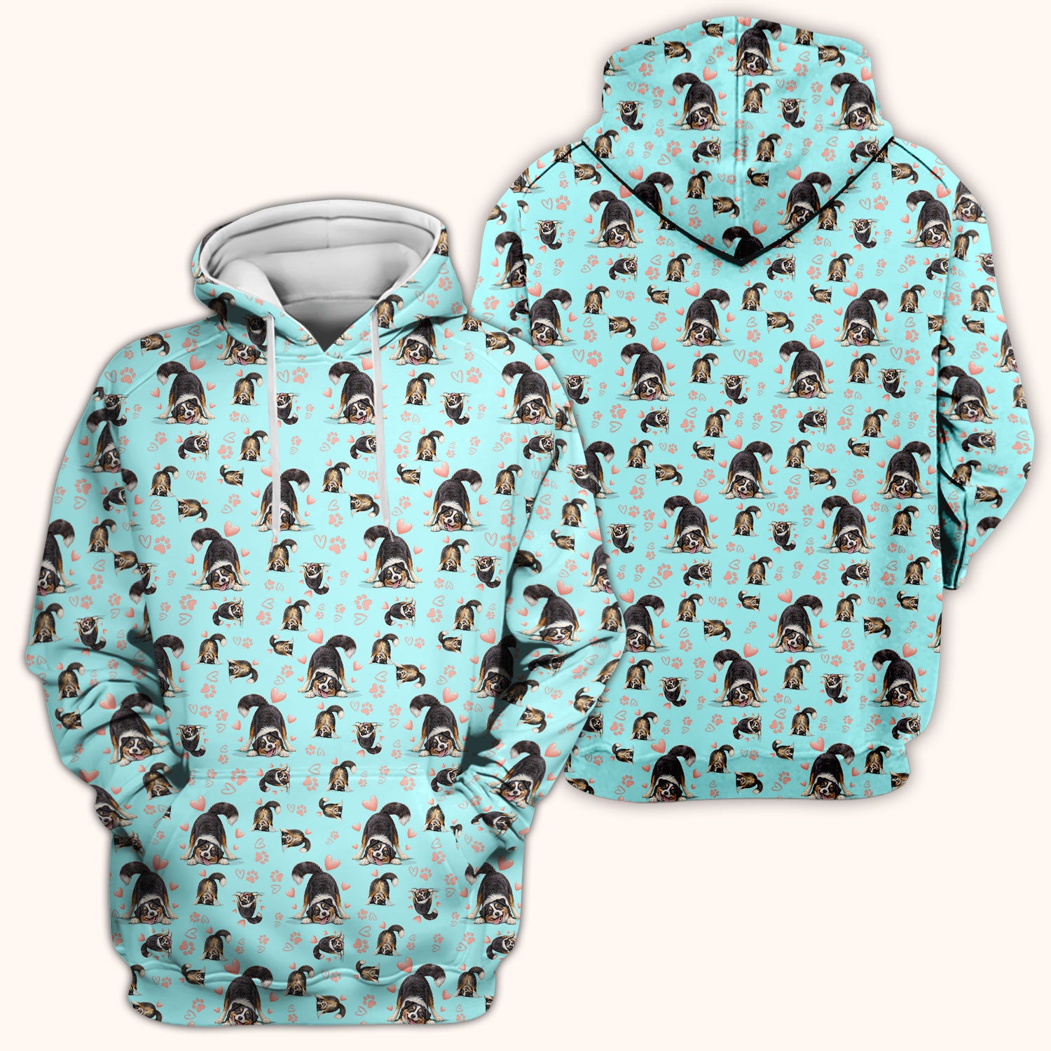 Playful Dog Heart Medical Print Scrub Top, Breathable Fabrics Nursing Uniform