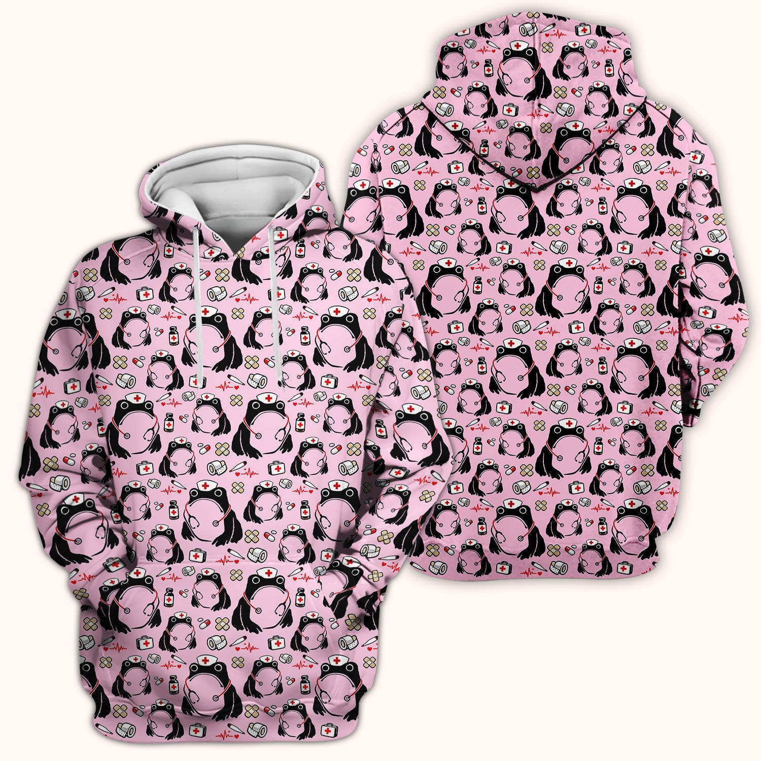 Cute Frog Nurse Medical Print Scrub Top, Comfortable Scrubs for Nurses