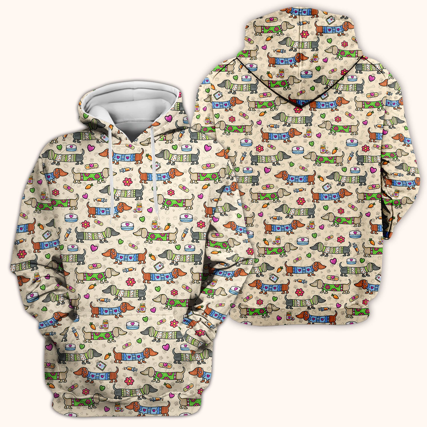 Cute Dachshund Nurse Scrub Top, Funny Wiener Dog Nursing Shirt, Breathable Fabrics Nursing Uniform