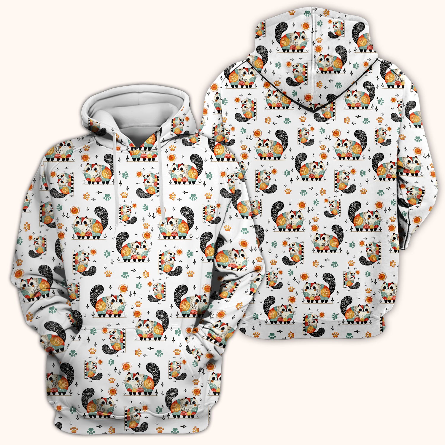 Playful Cat Illustration Nurse Scrub Top, Comfortable Scrubs for Nurses