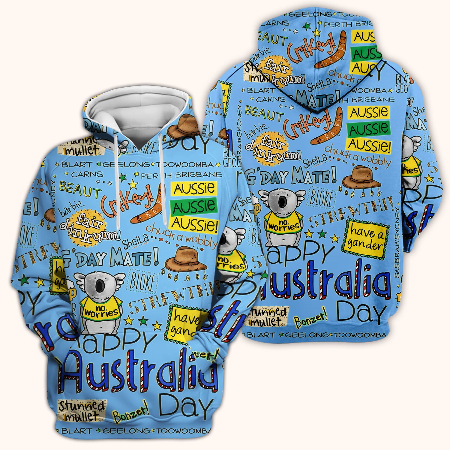 Cute Cartoon Koala Australia Pattern Scrub Top, Breathable Fabrics Nursing Uniform