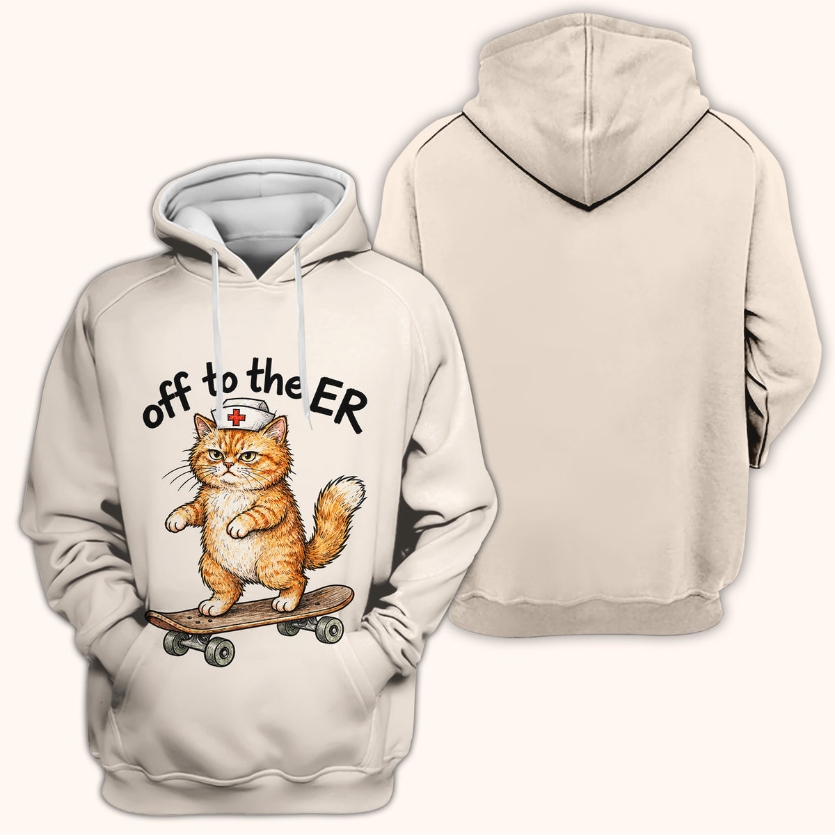Off To The ER Skateboarding Cat T-Shirt