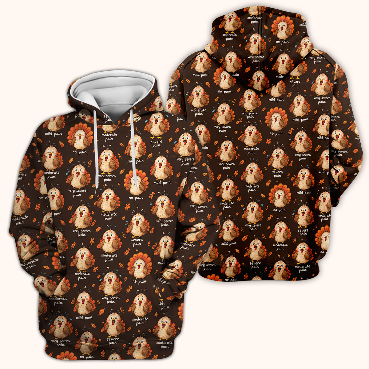 Funny Thanksgiving Turkey Pain Scale Pattern Scrub Top, Comfortable Scrubs for Nicu Nurses